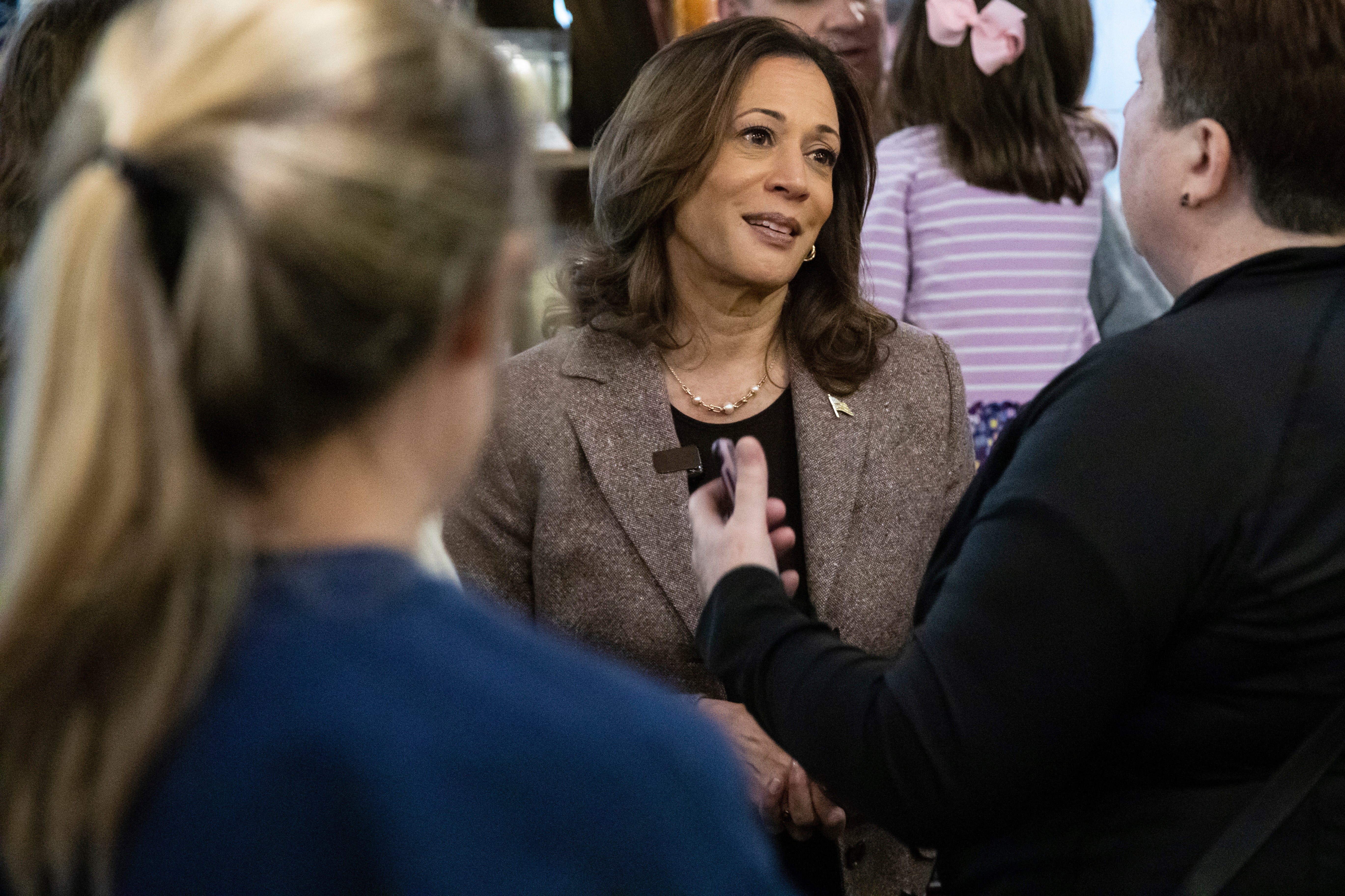 Vice president was quizzed on her upcoming ABC debate by reporters inside Penzeys Spices in Pittsburgh