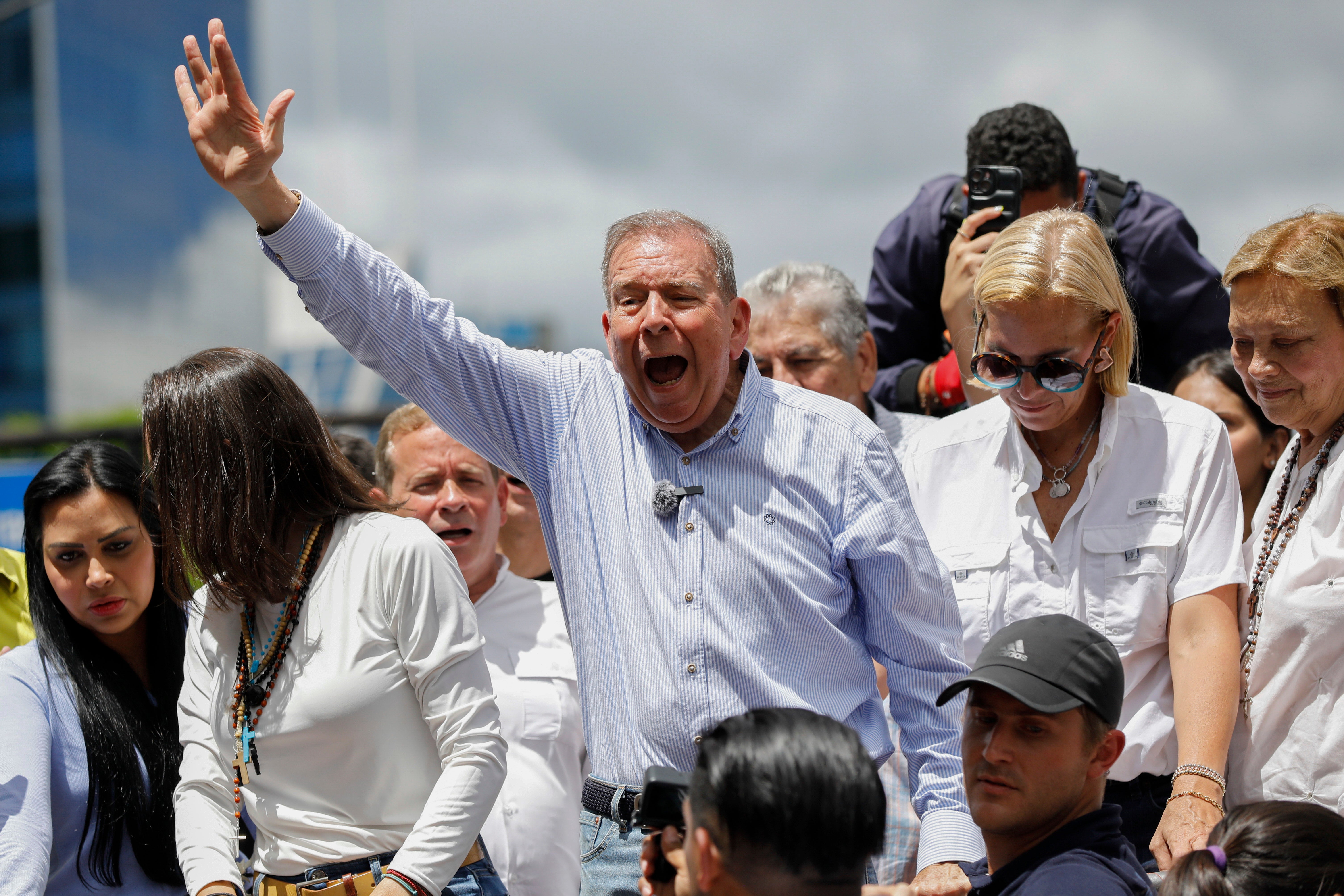 Opposition presidential candidate Edmundo Gonzalez Urrutia leads a demonstration against the official election results that declared that President Nicolas Maduro won reelection in Caracas, Venezuela, July 30, 2024