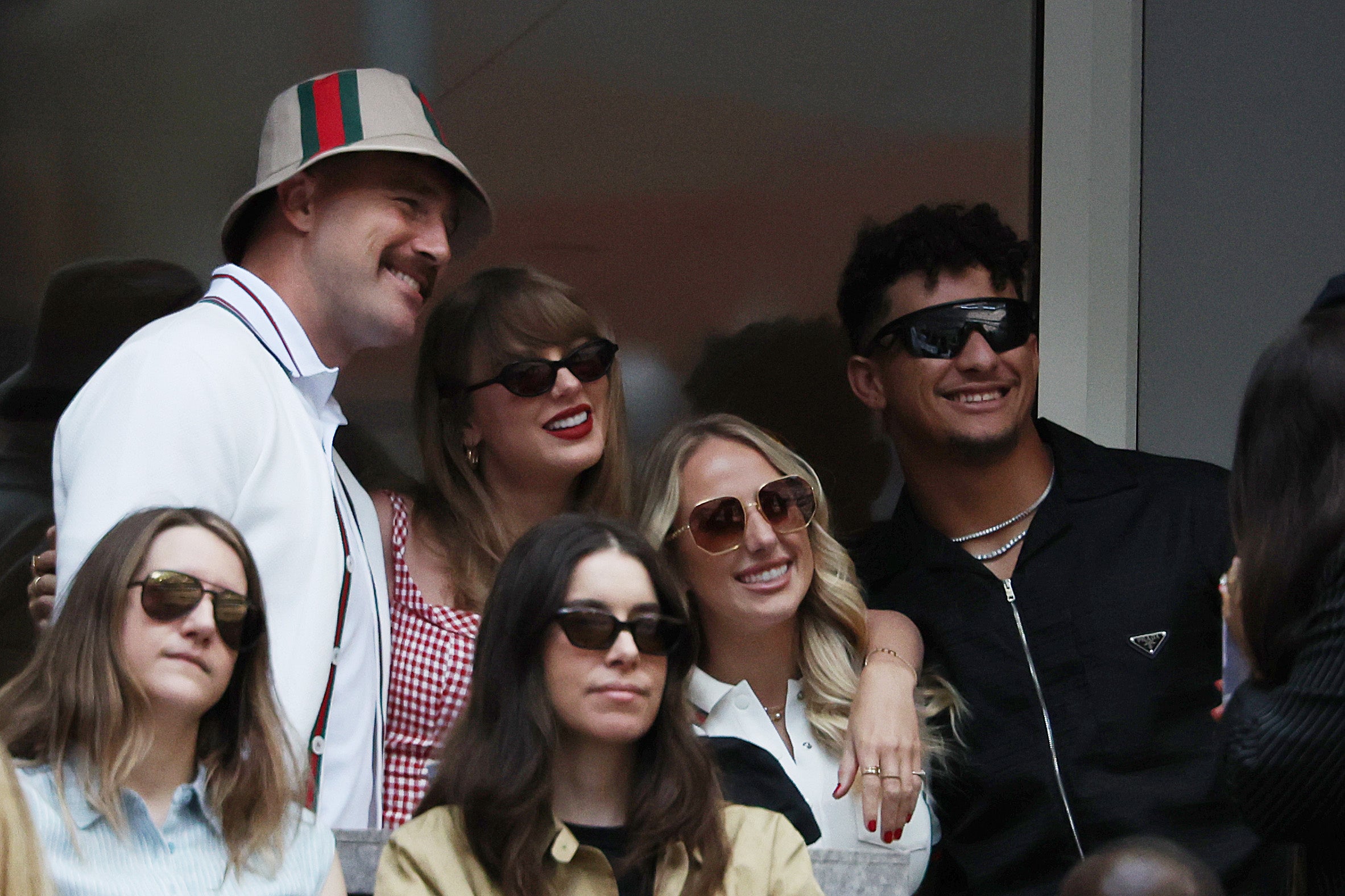 Kelce, Swift, Brittany Mahomes, and Patrick Mahomes at the US Open on September 8