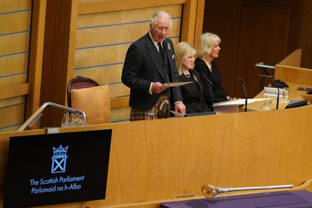 The King will speak at the Scottish Parliament’s 25th anniversary celebrations (Andrew Milligan/PA)