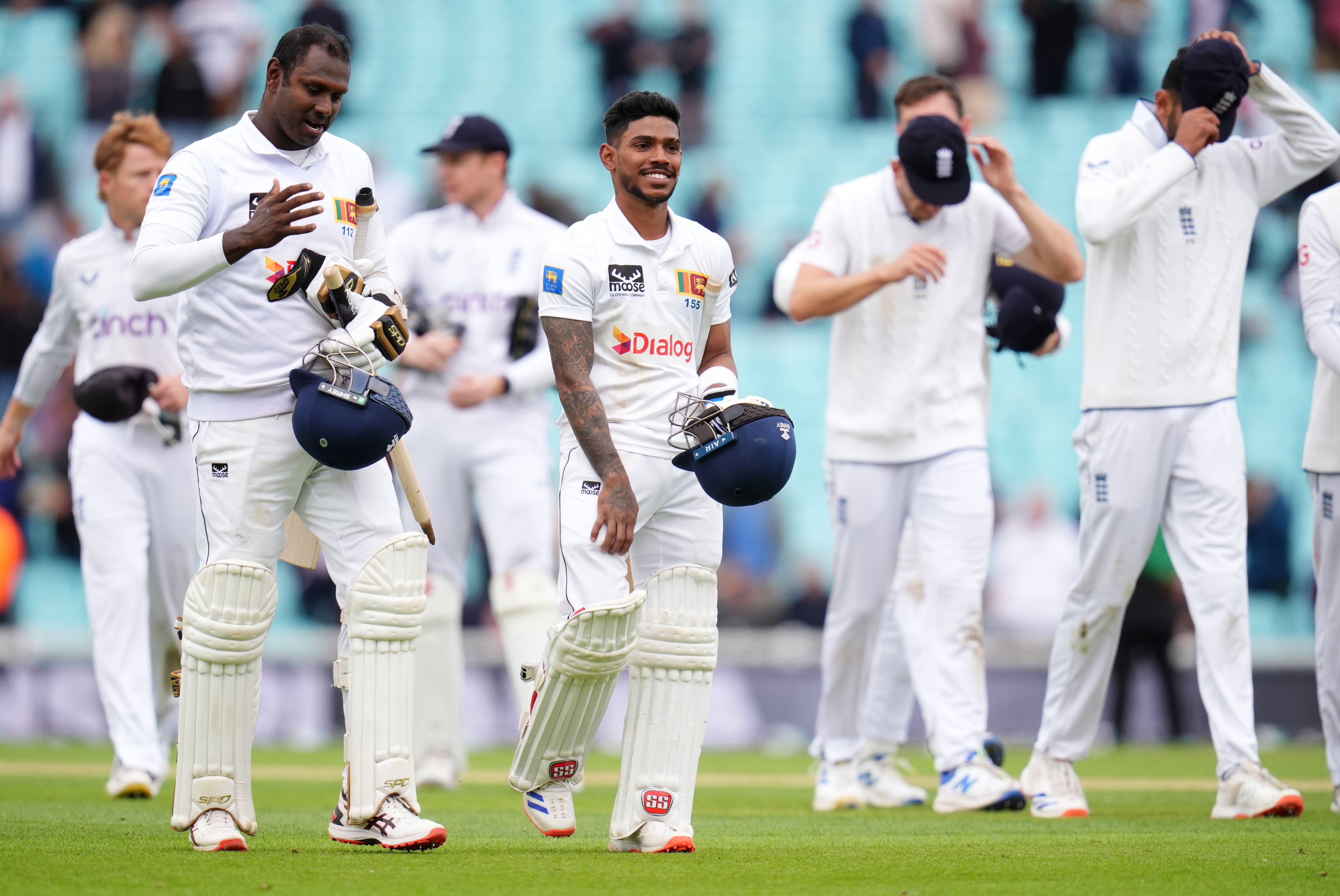 Pathum Nissanka (right) and Angelo Mathews guided Sri Lanka to only their fourth-ever Test win in England