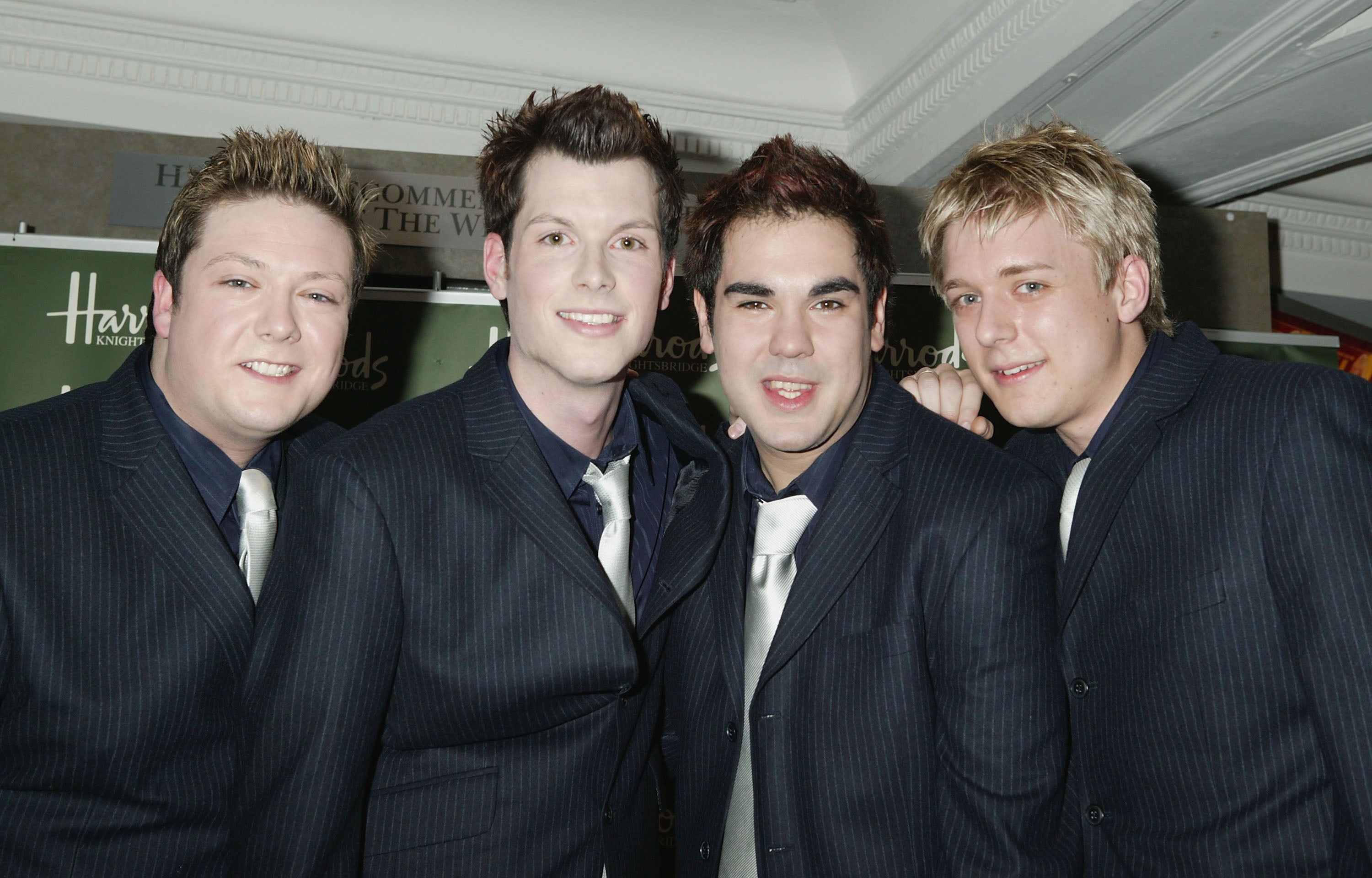 Matt Stiff, Michael Christie, Ben Thapa and Jon Ansellt of G4 pictured before performing at Harrods, London in 2005