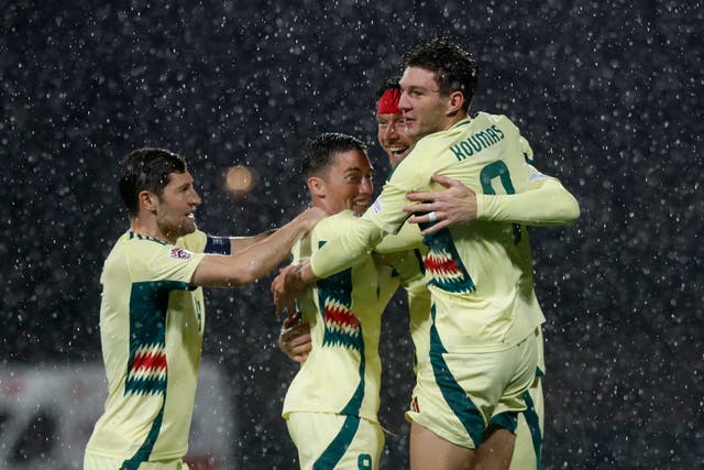 <p>Wales celebrates Kieffer Moore’s early opening strike</p>