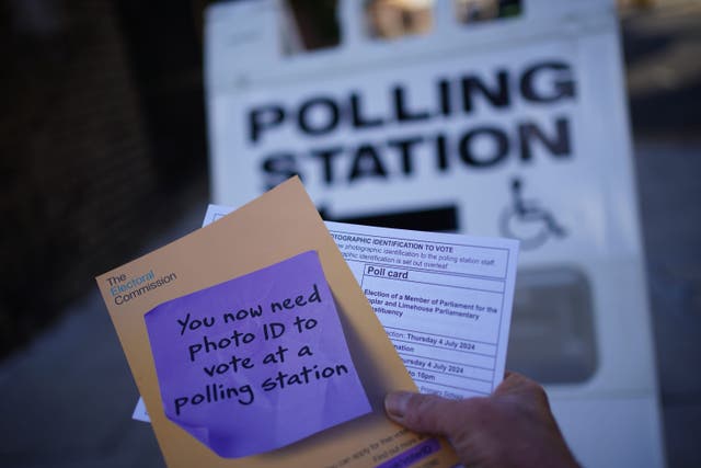 The Electoral Commission has said around 16,000 people were initially unable to vote in the general election because of the photo ID requirements, while others were put off from going to the ballot box entirely (Yui Mok/PA)