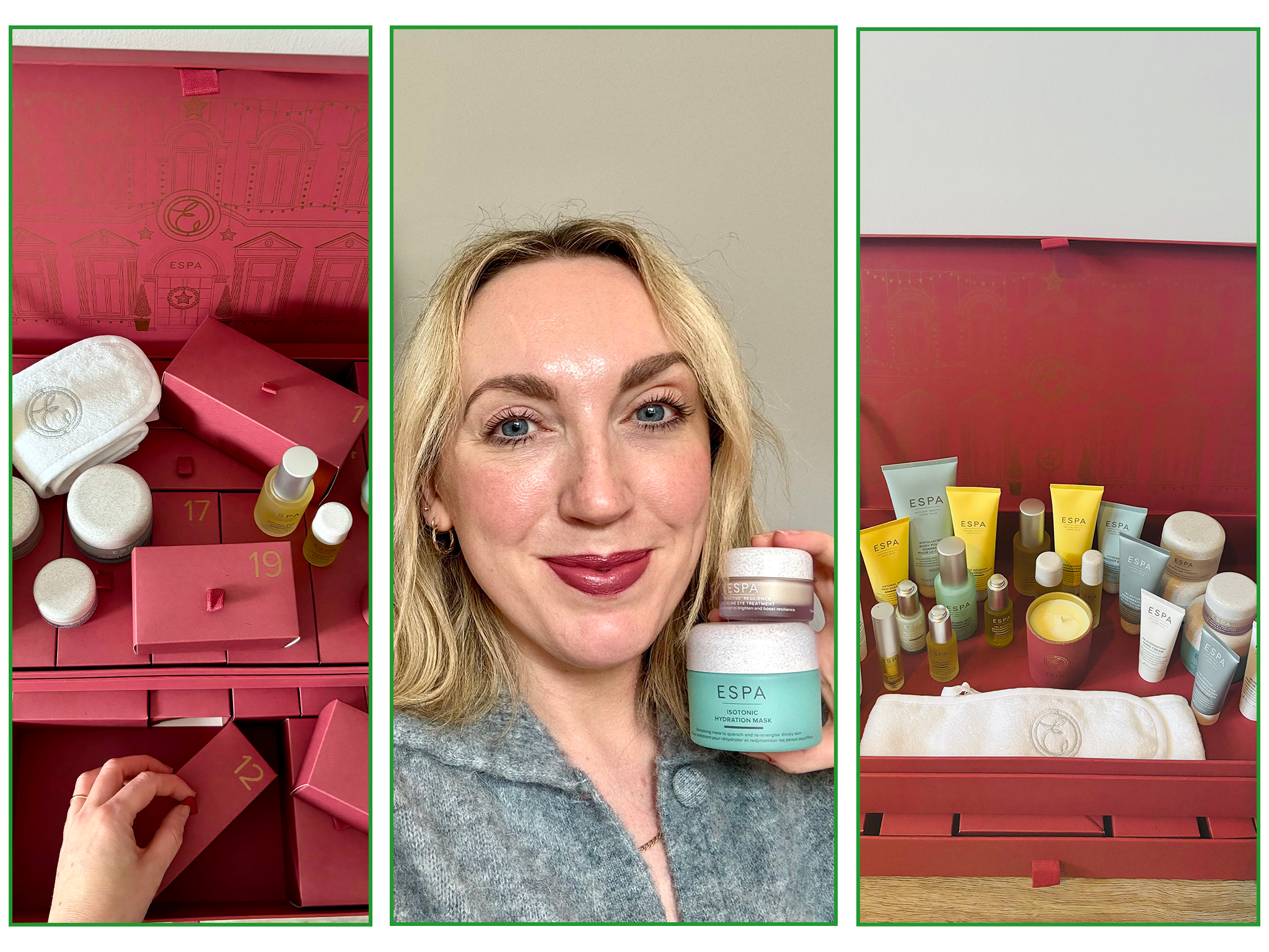 Our reviewer in action, trying out this years Espa advent calendar
