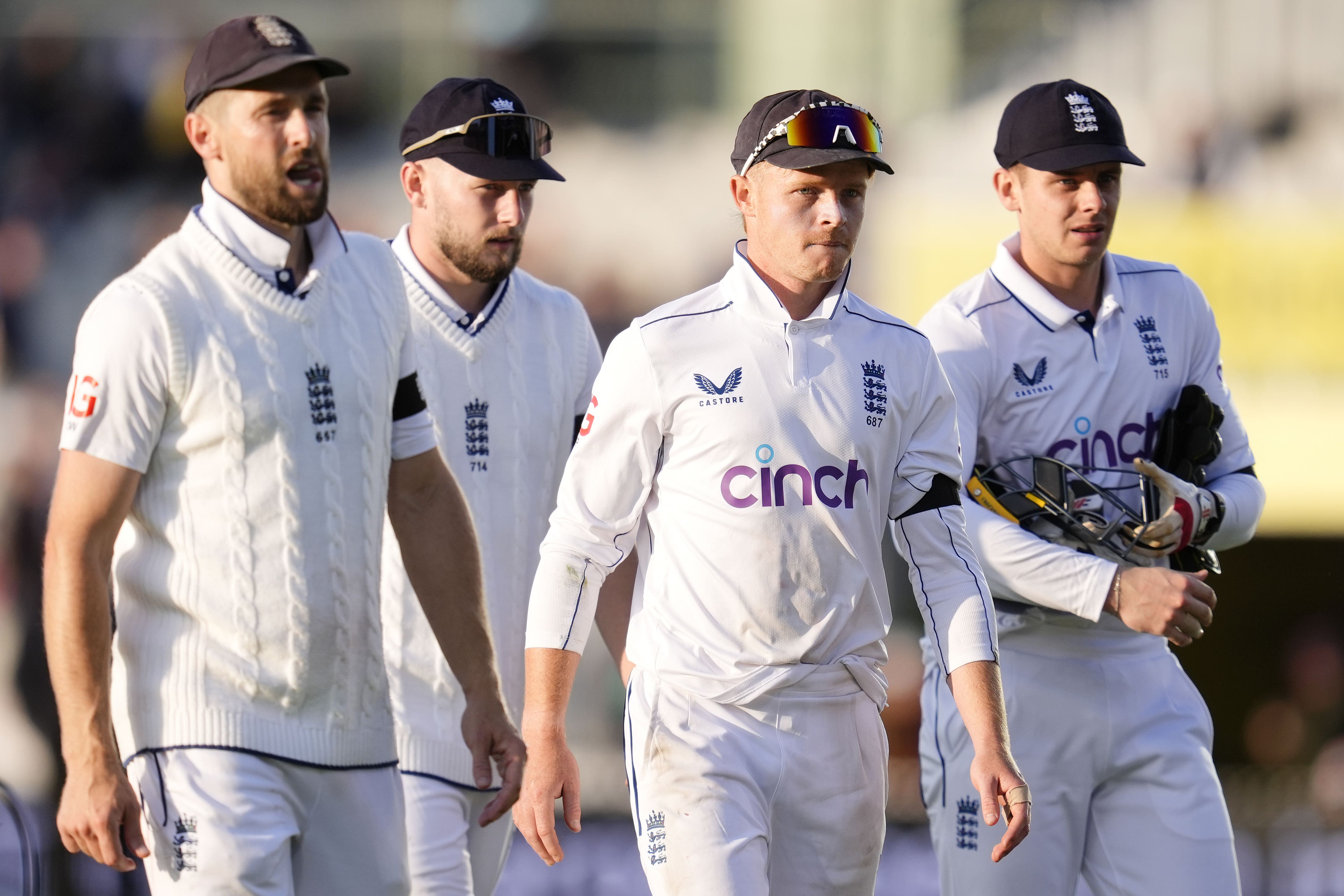 The emergence of Gus Atkinson (second right) and Jamie Smith (far right) were two positives for England (Nick Potts/PA)