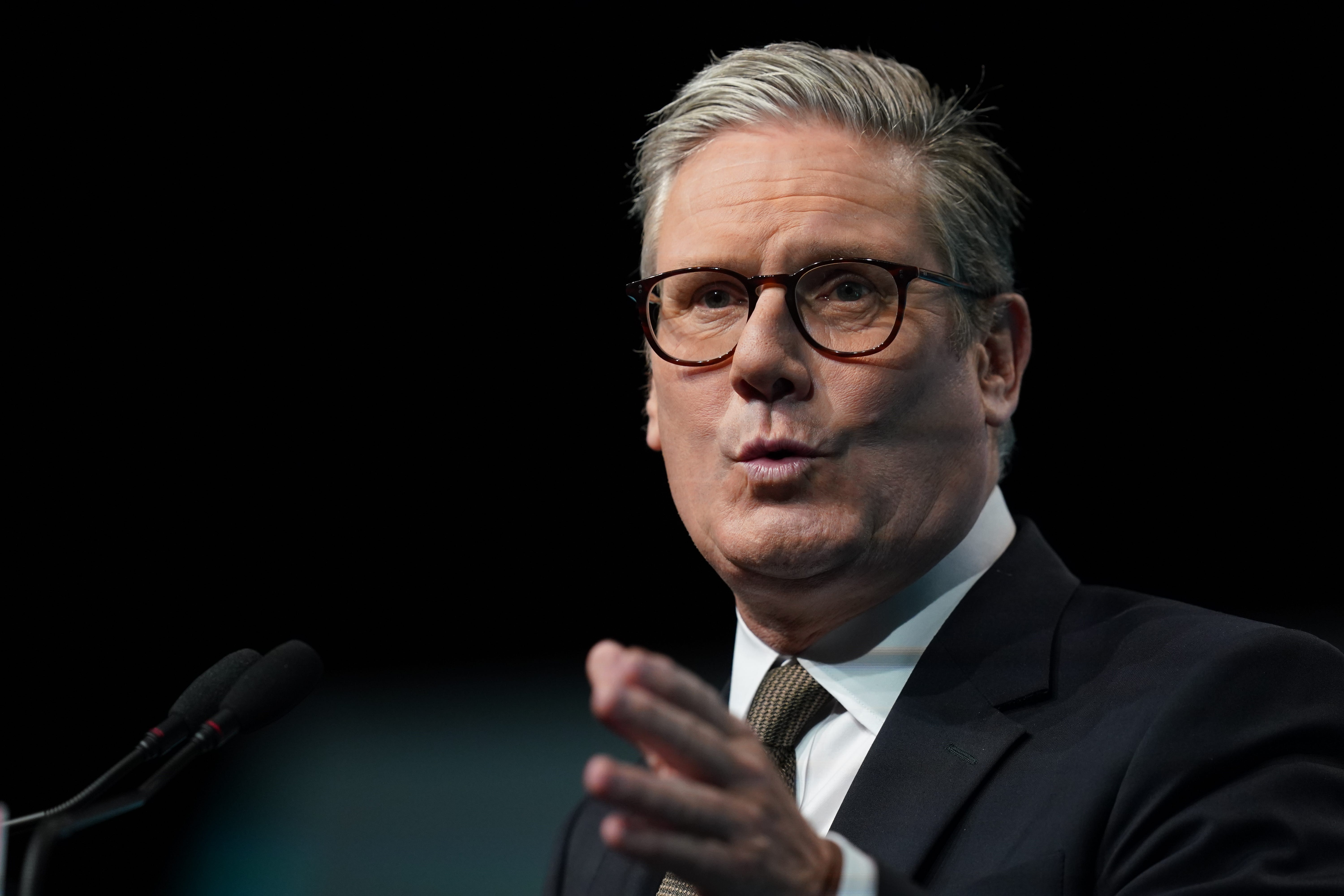 Prime Minister Sir Keir Starmer speaking at the TUC congress at the Brighton Centre in Brighton, East Sussex (Gareth Fuller/PA)