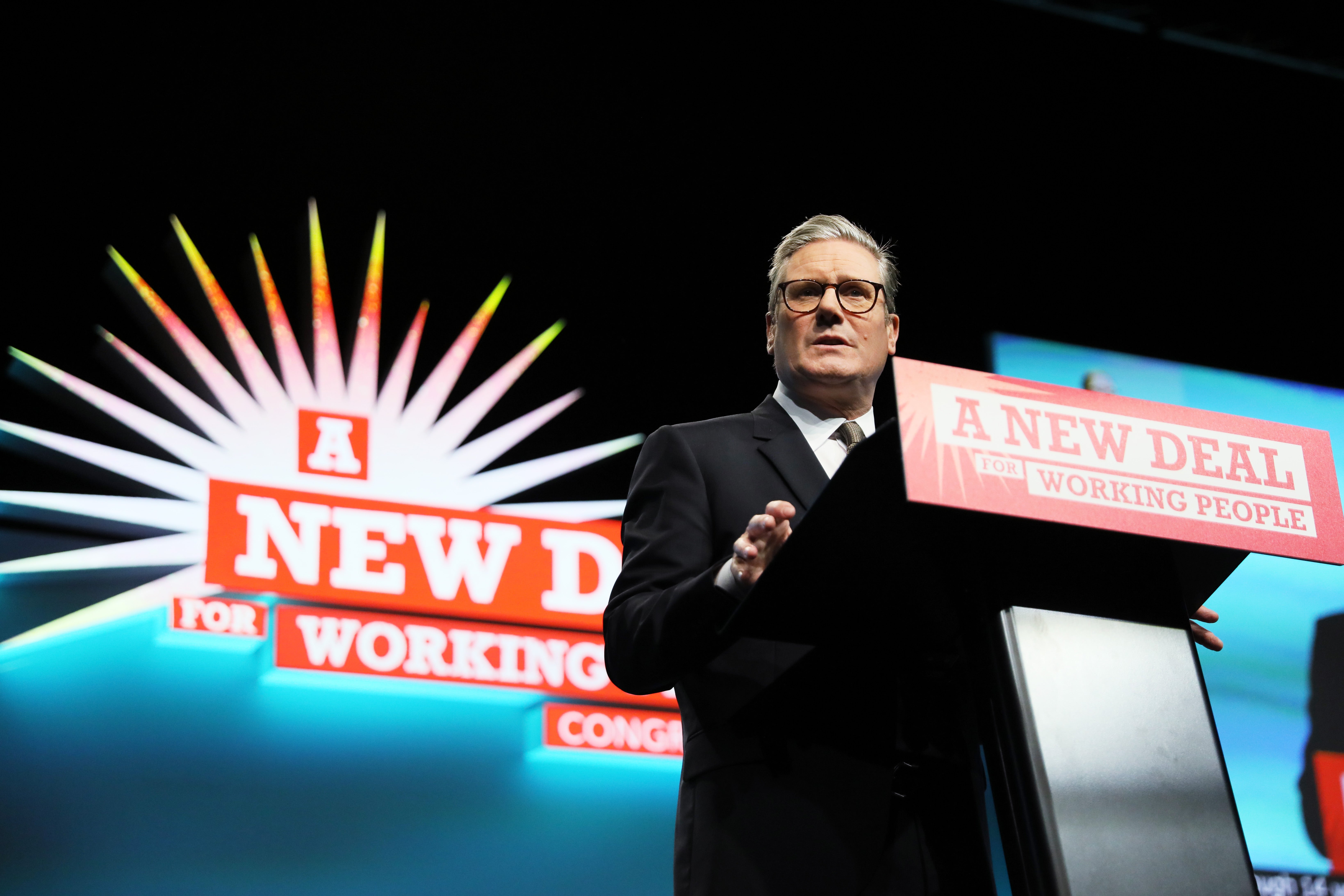 Keir Starmer addressing the Trades Union Congress in Brighton on Tuesday