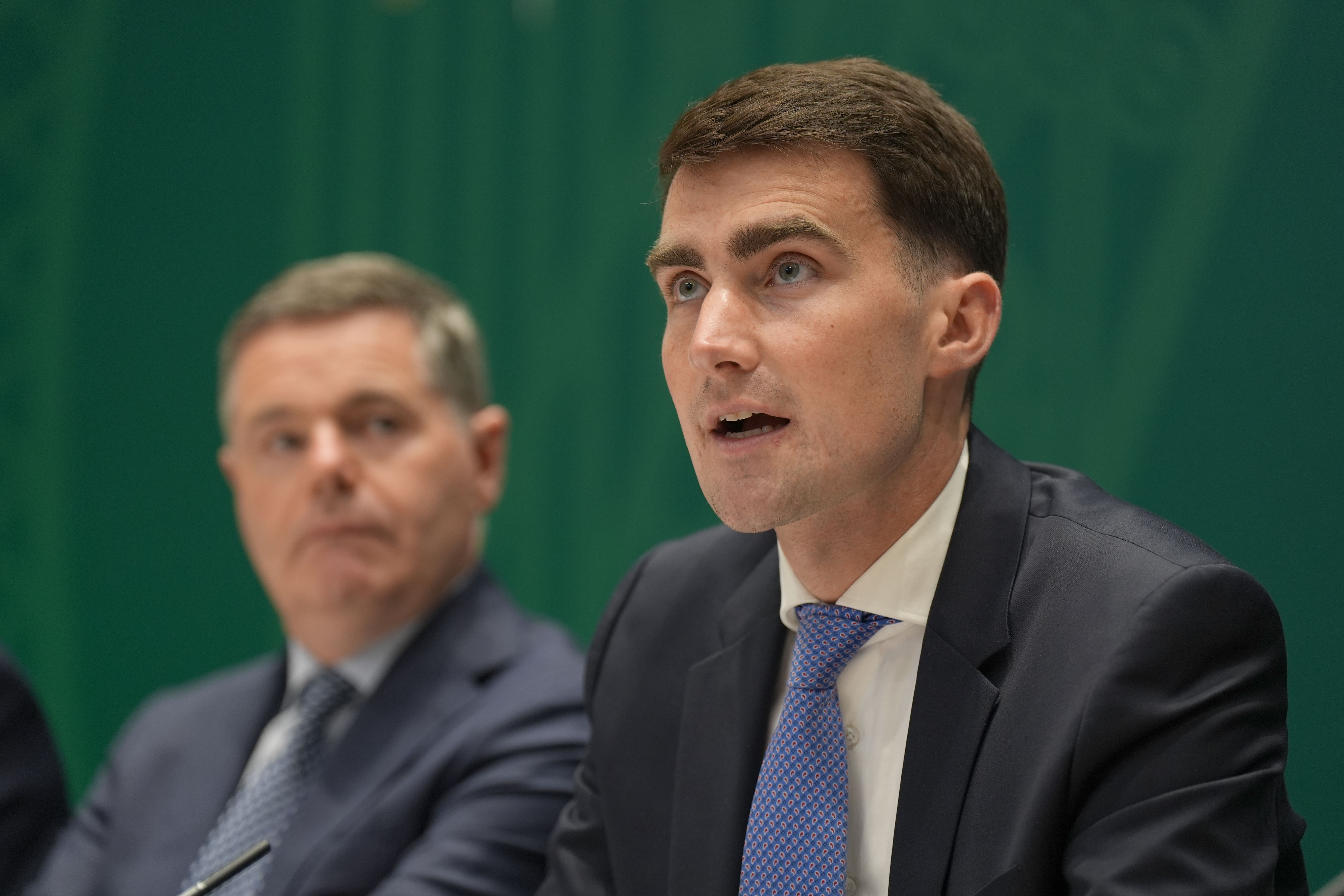 Minister for Public Expenditure, National Development Plan Delivery and Reform Paschal Donohoe (left) and Minister for Finance Jack Chambers (Niall Carson/PA)