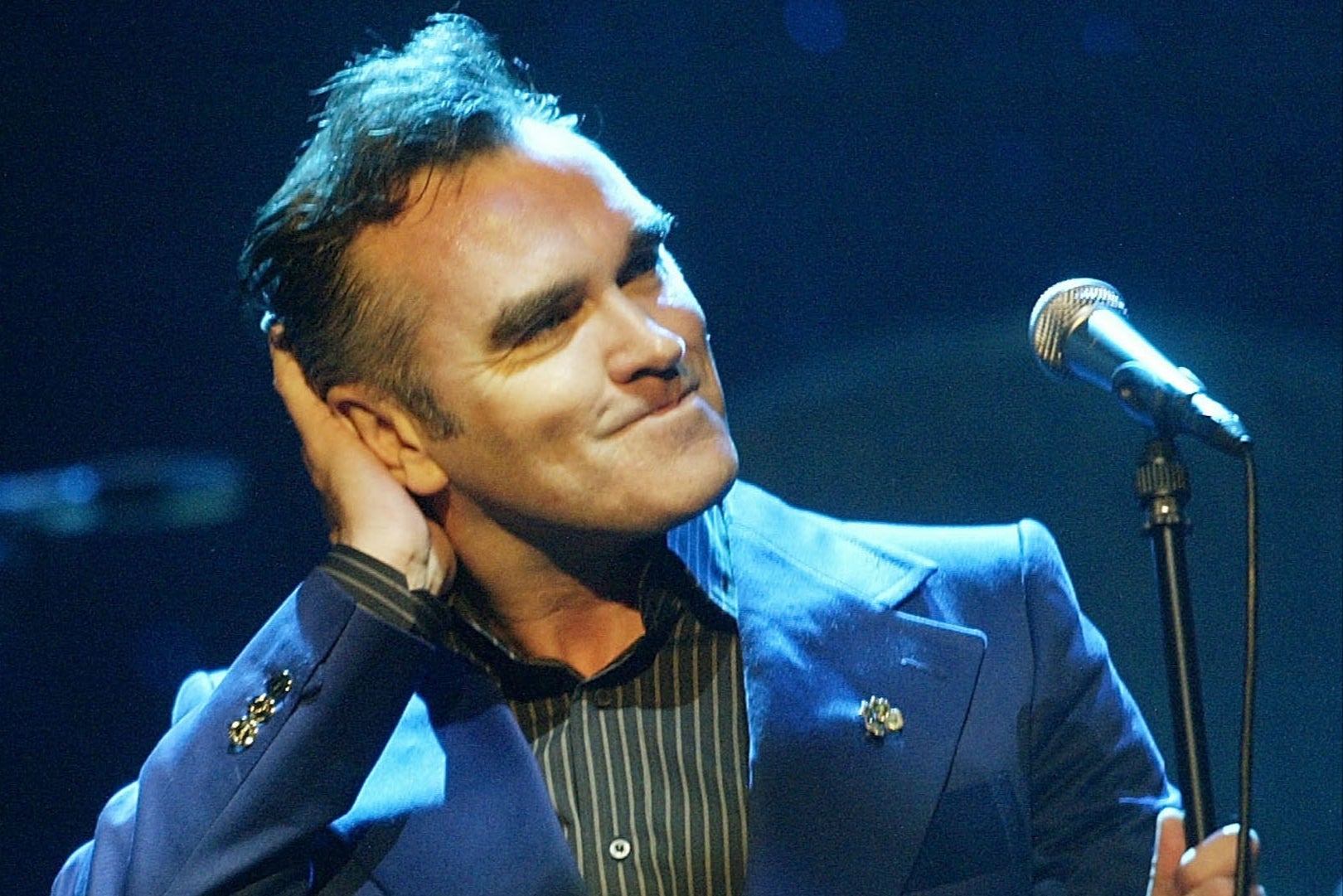 Morrissey performing at the Wiltern in Los Angeles in 2004