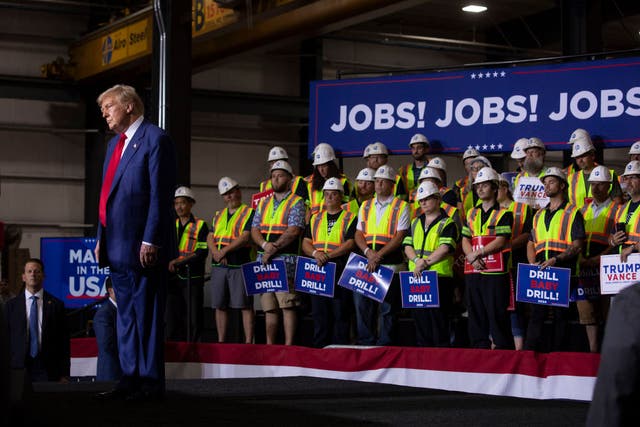 <p>Donald Trump has hardened his edge against green energy and espoused more pro-fossil fuels rhetoric as he seeks the presidency for a third time boosted like never before by oil and gas money.</p>