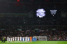 England players and fans pay tribute to Sven-Goran Eriksson in first game at Wembley since death