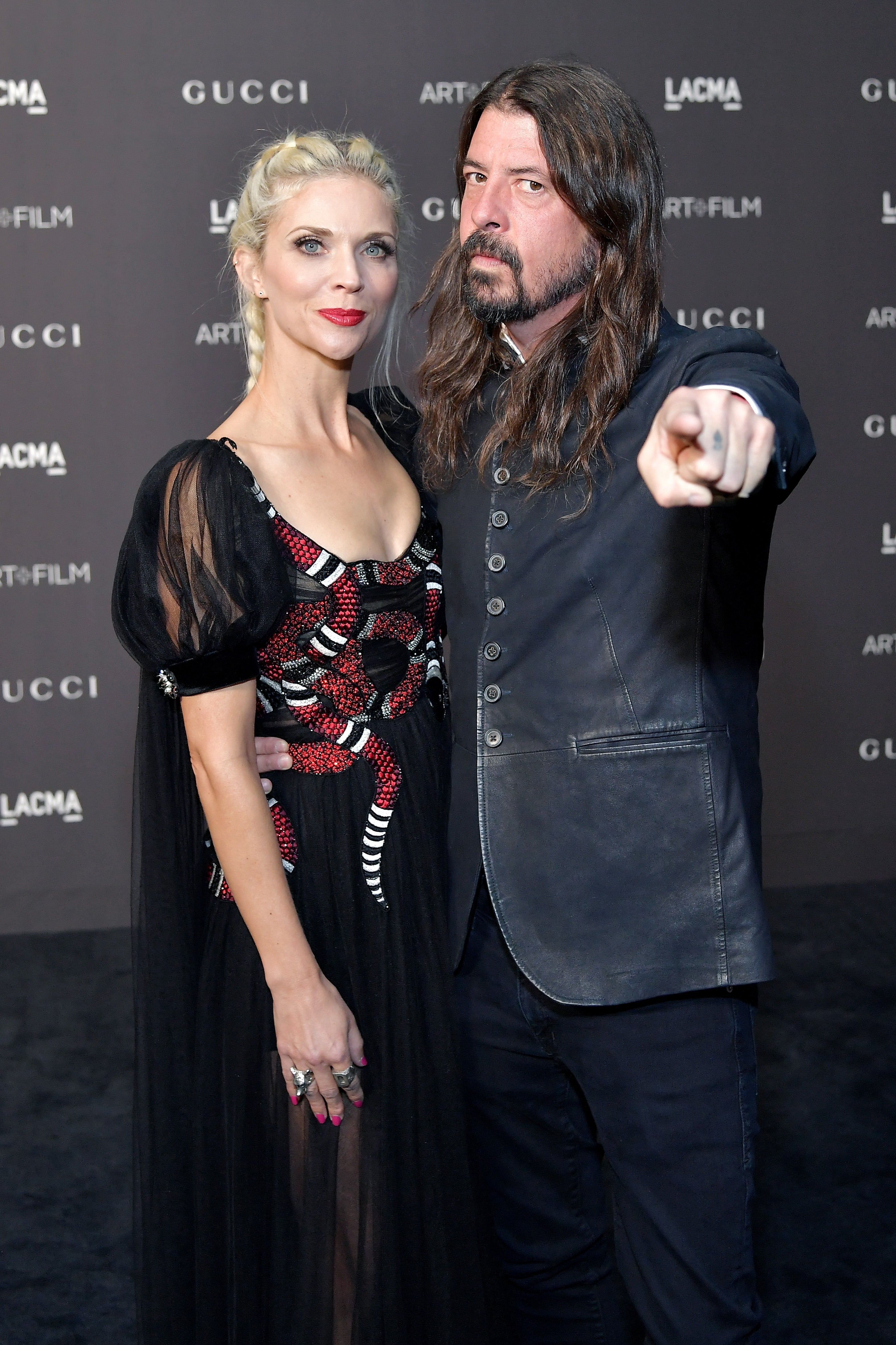 Dave Grohl and his wife Jordyn Blum attend the 2018 LACMA Art + Film Gala. The Foo Fighters frontman recently admitted to fathering a child ‘outside of his marriage'