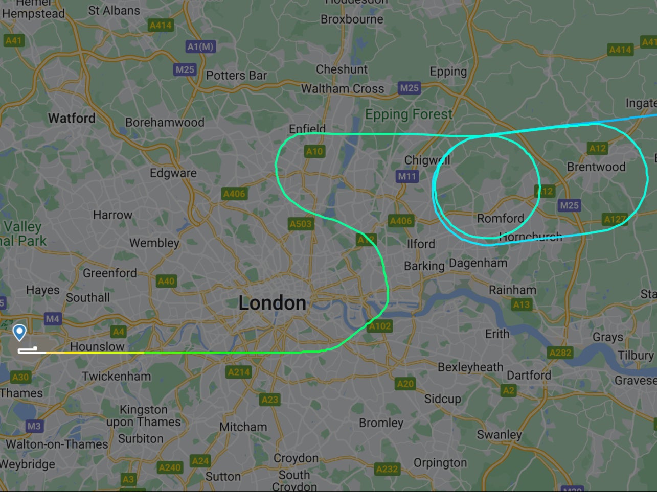 Circle game: Flightpath of Lufthansa flight LH920 on 10 September 2024