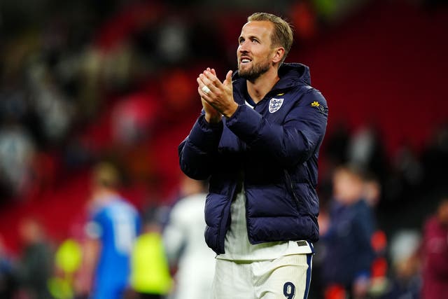 Harry Kane applauds the fans at full-time (Mike Egerton/PA)