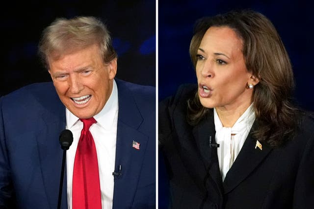 <p>Donald Trump y Kamala Harris debatieron el martes por la noche por primera vez en las elecciones presidenciales de este año </p>