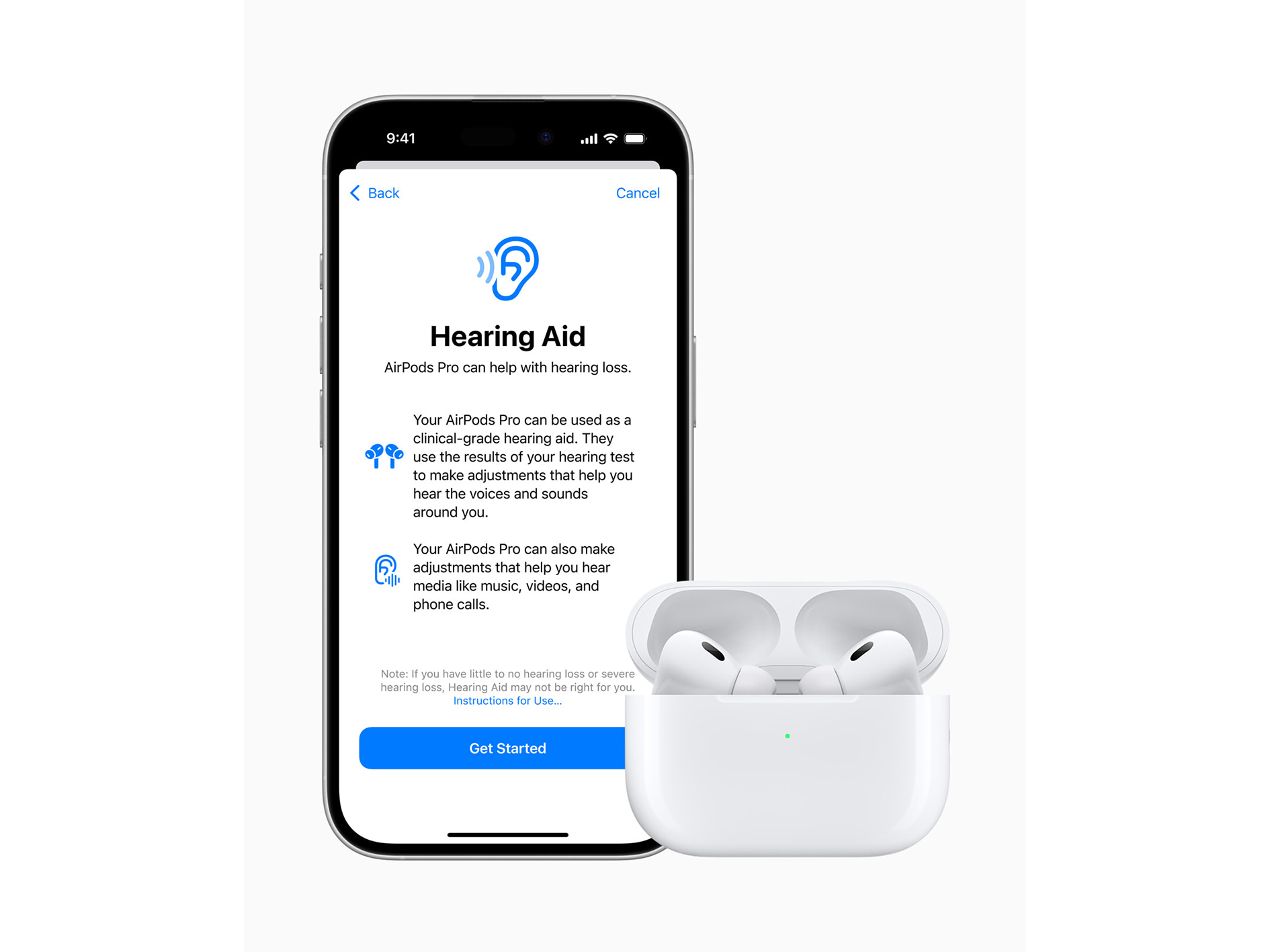 The AirPods Pro 2 (pictured) will soon double up as a pair of hearing aids