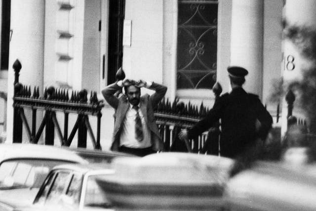<p>The final day of the Iranian embassy siege in London after six gunmen stormed the building on 30 April 1980 </p>
