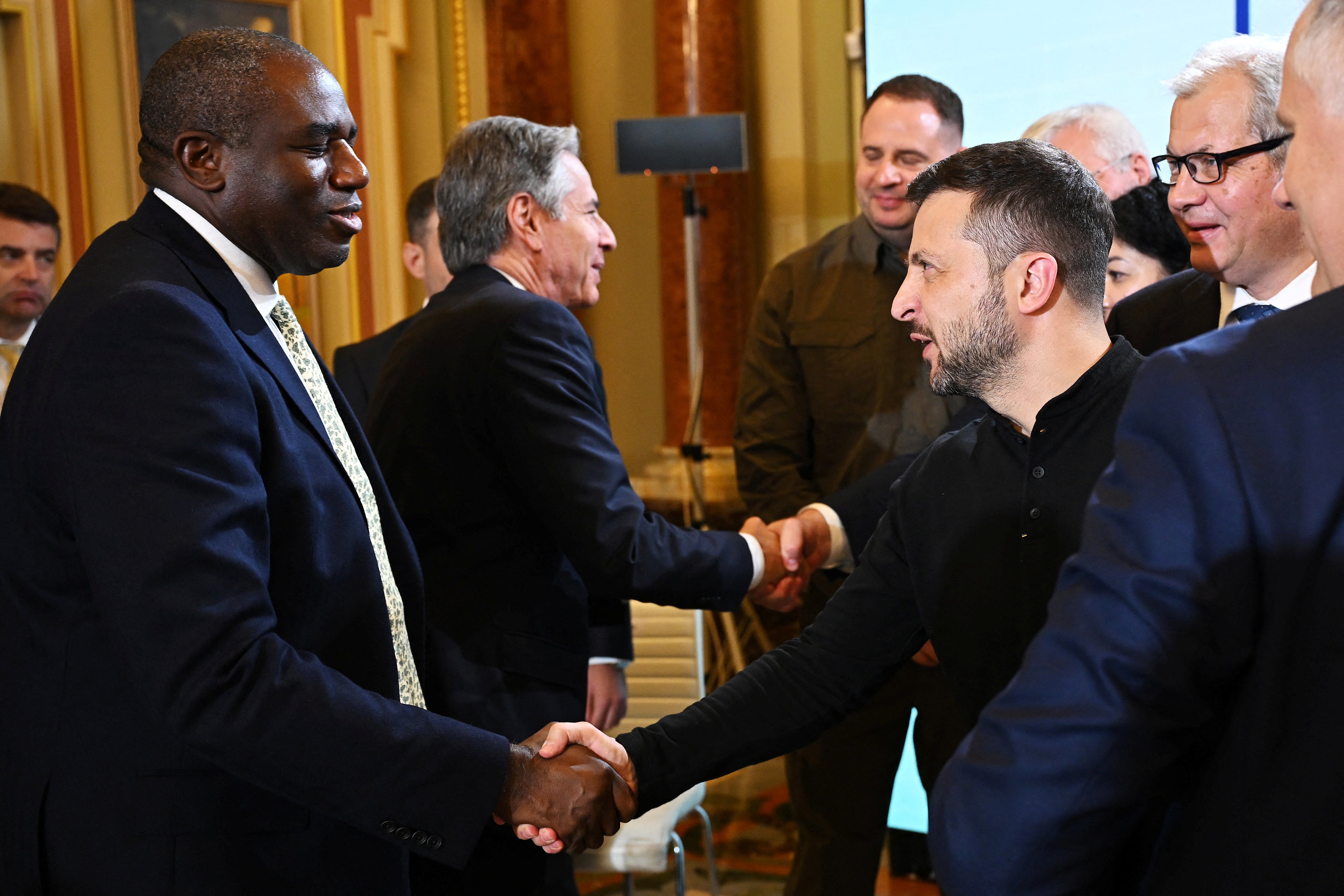 Foreign secretary David Lammy shakes hands with President Zelensky during his visit to Kyiv