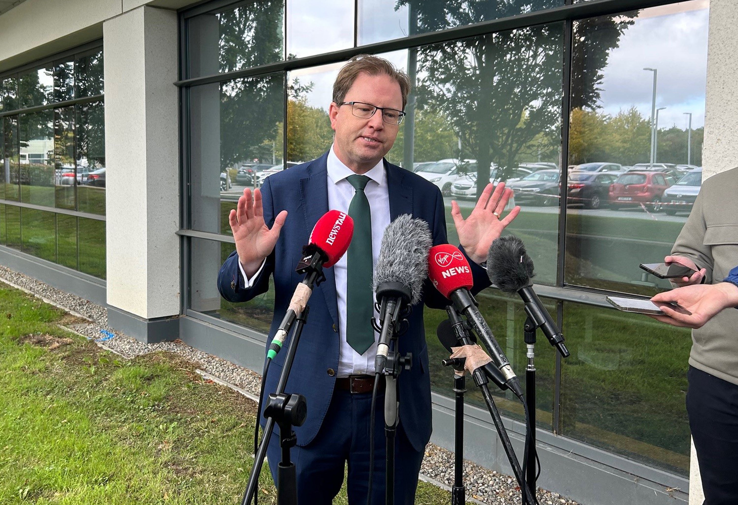 Minister of state for international transport James Lawless at Ryanair's offices near Dublin Airport