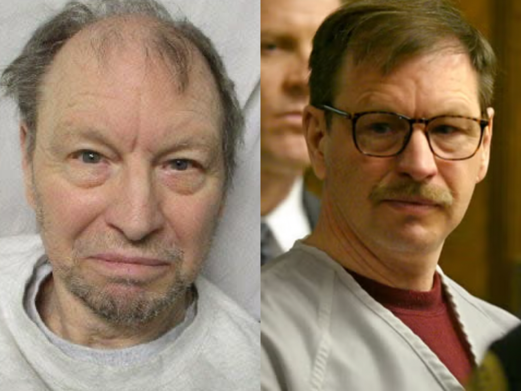 Gary Ridgway in a recent mugshot (left) has been transferred to King County Jail. The convicted killer, pictured in 2003 on the right, is serving life in prison for the murders of 49 women