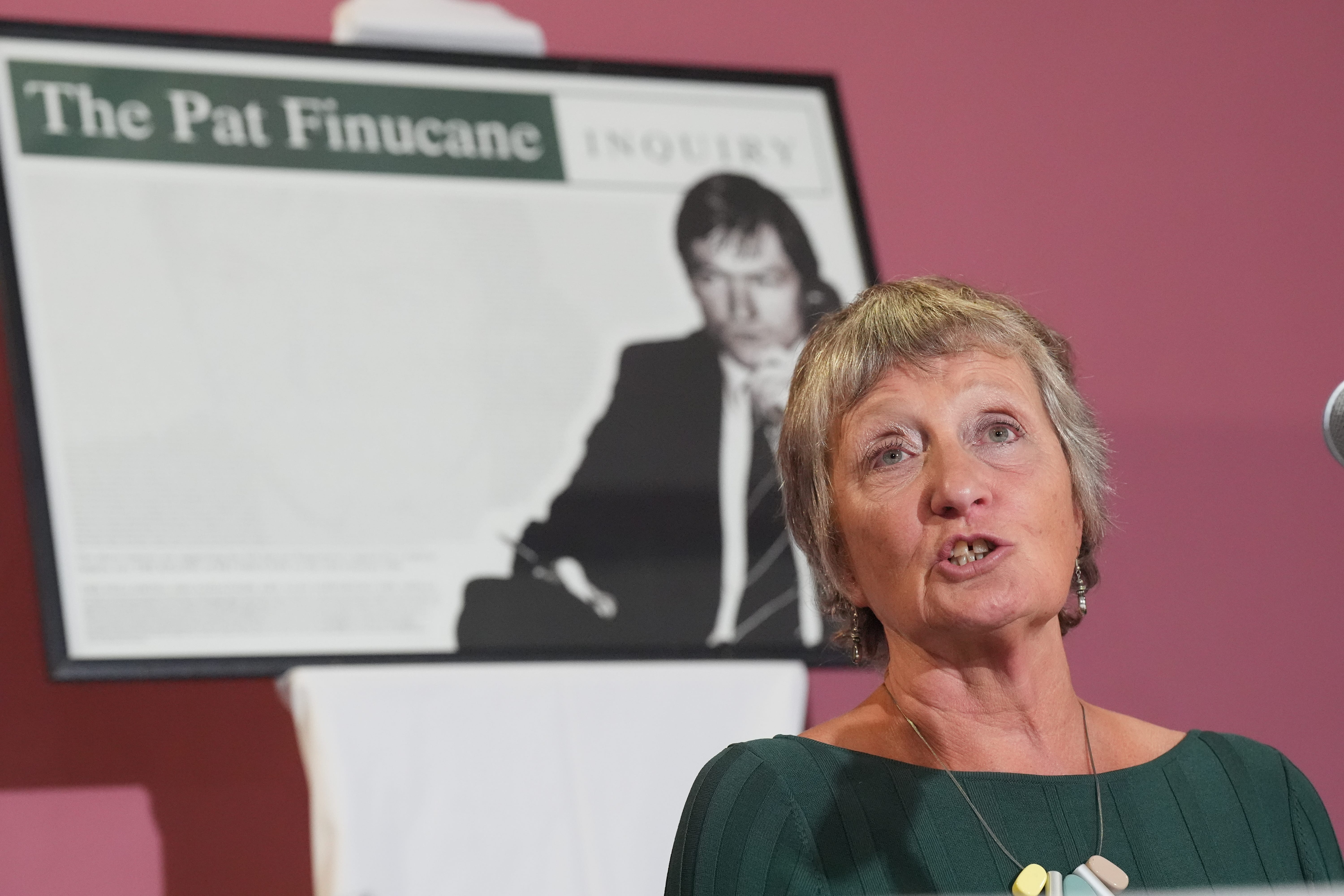 Geraldine Finucane, the widow of murdered Belfast solicitor Pat Finucane, speaking during a press conference (Niall Carson/PA)