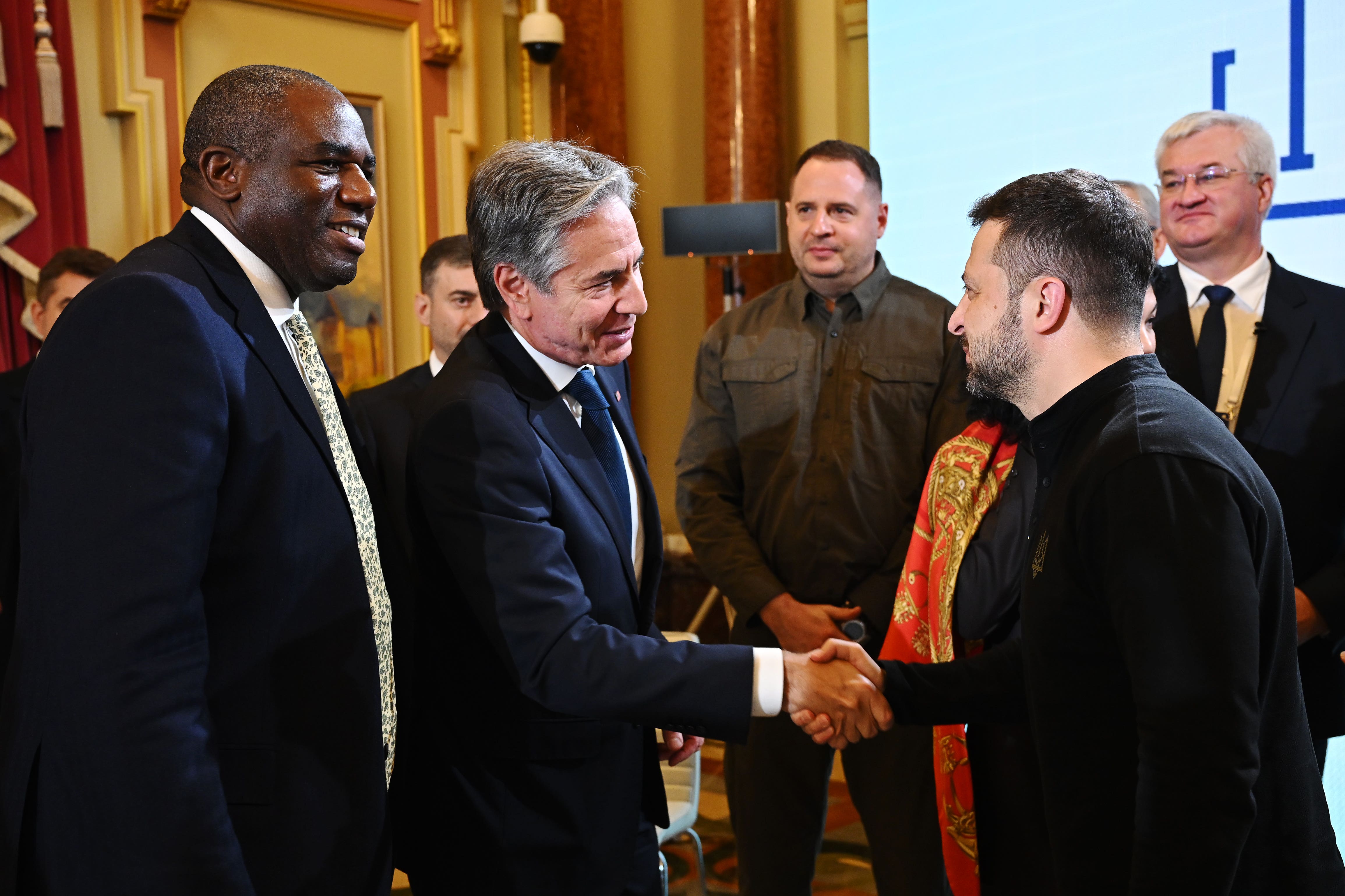 David Lammy and Antony Blinken have staged a joint visit to Ukraine, promising to listen and report back to their leaders on Kyiv’s needs (Leon Neal/PA)