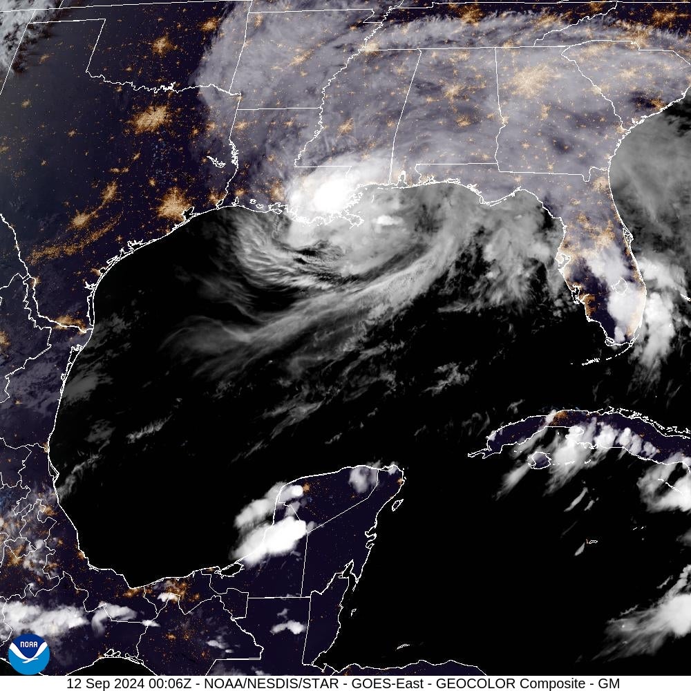 A new photo from a satellite shows Hurricane Francine making landfall in Louisiana.