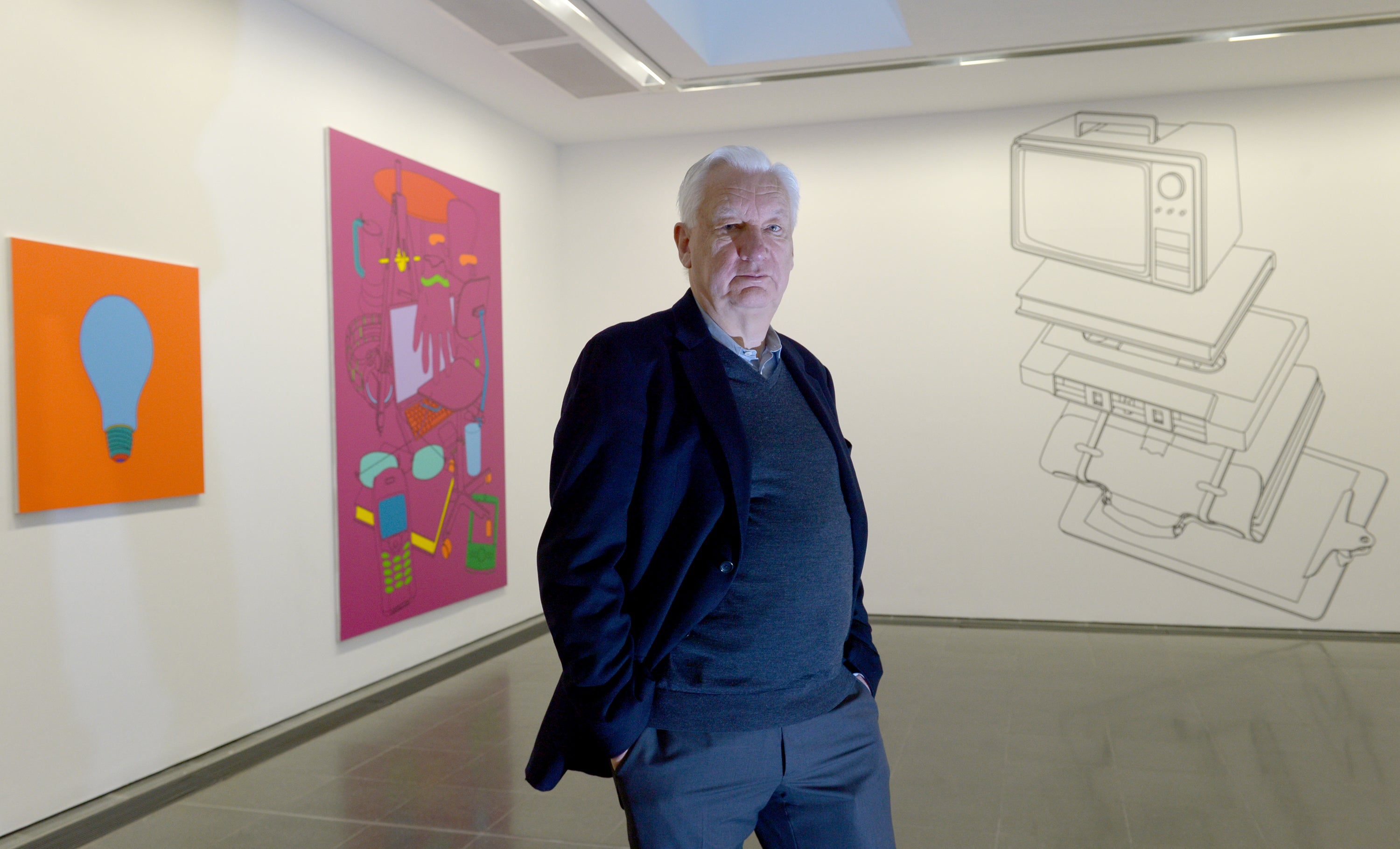 Craig-Martin with his painting ‘Stack’ at the Serpentine Galleries