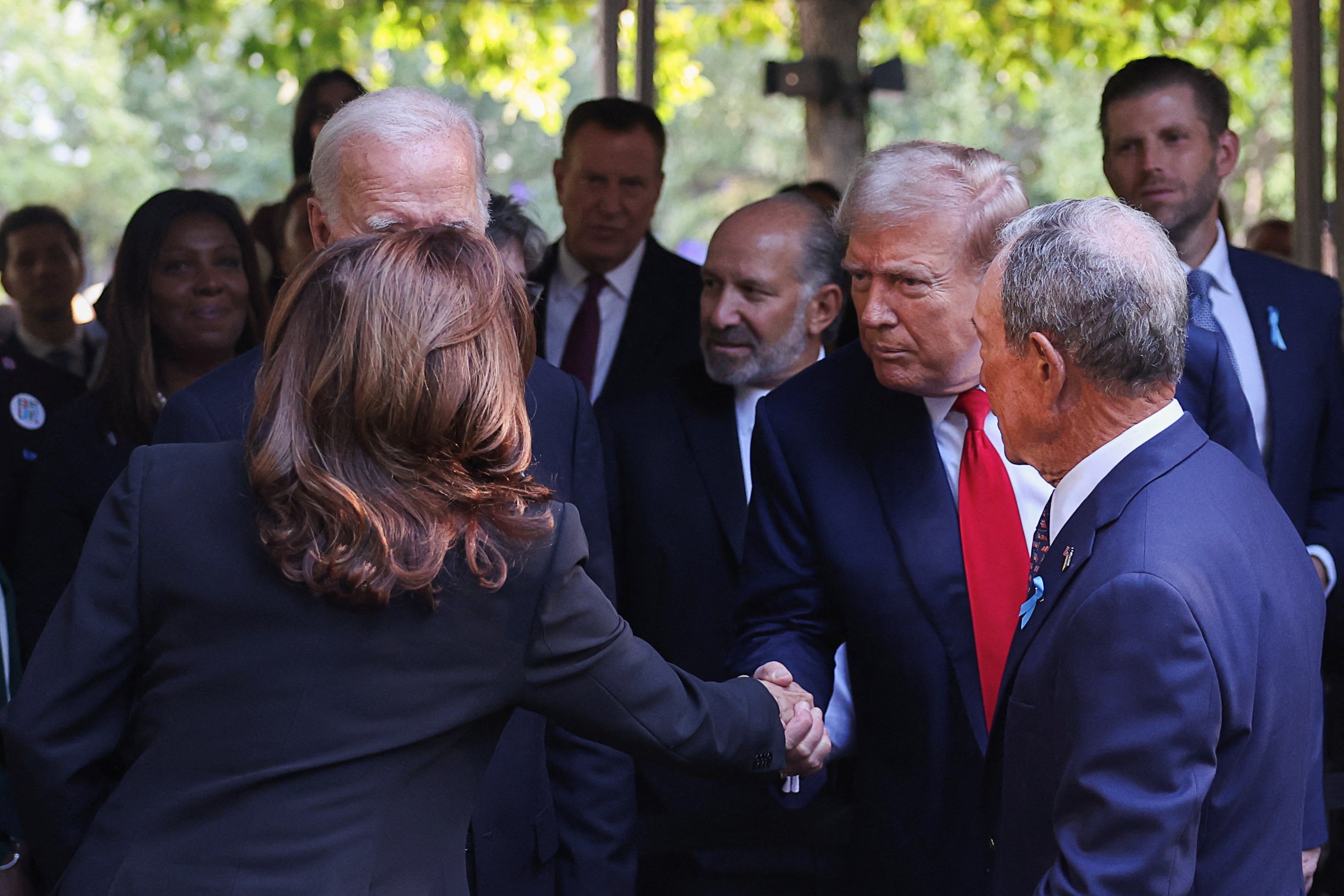 Donald Trump and Kamala Harris shook hands for a second time in 12 hours at Ground Zero