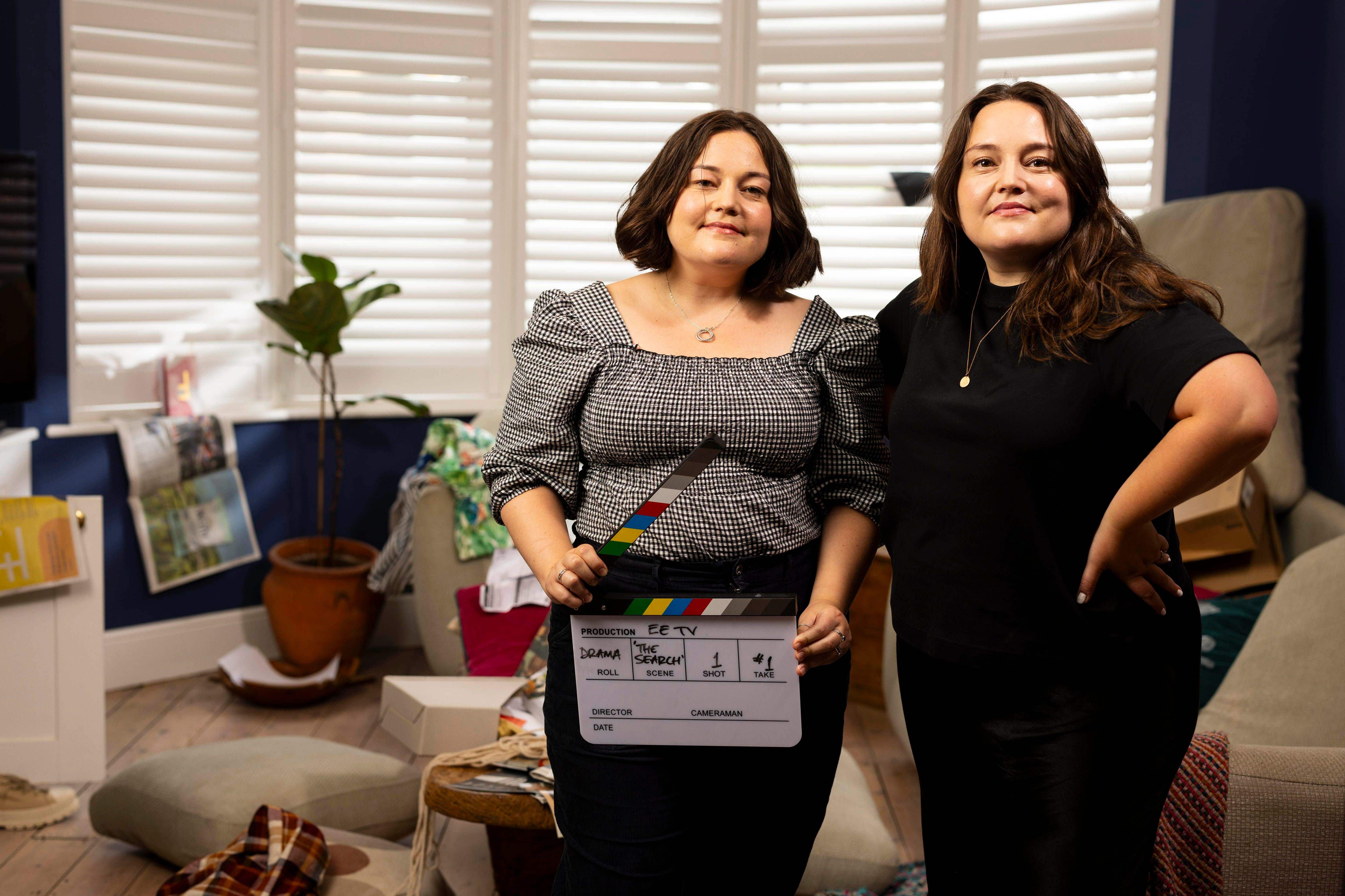 Henrietta and Jessica Ashworth on the set of The Search (EE/PA)