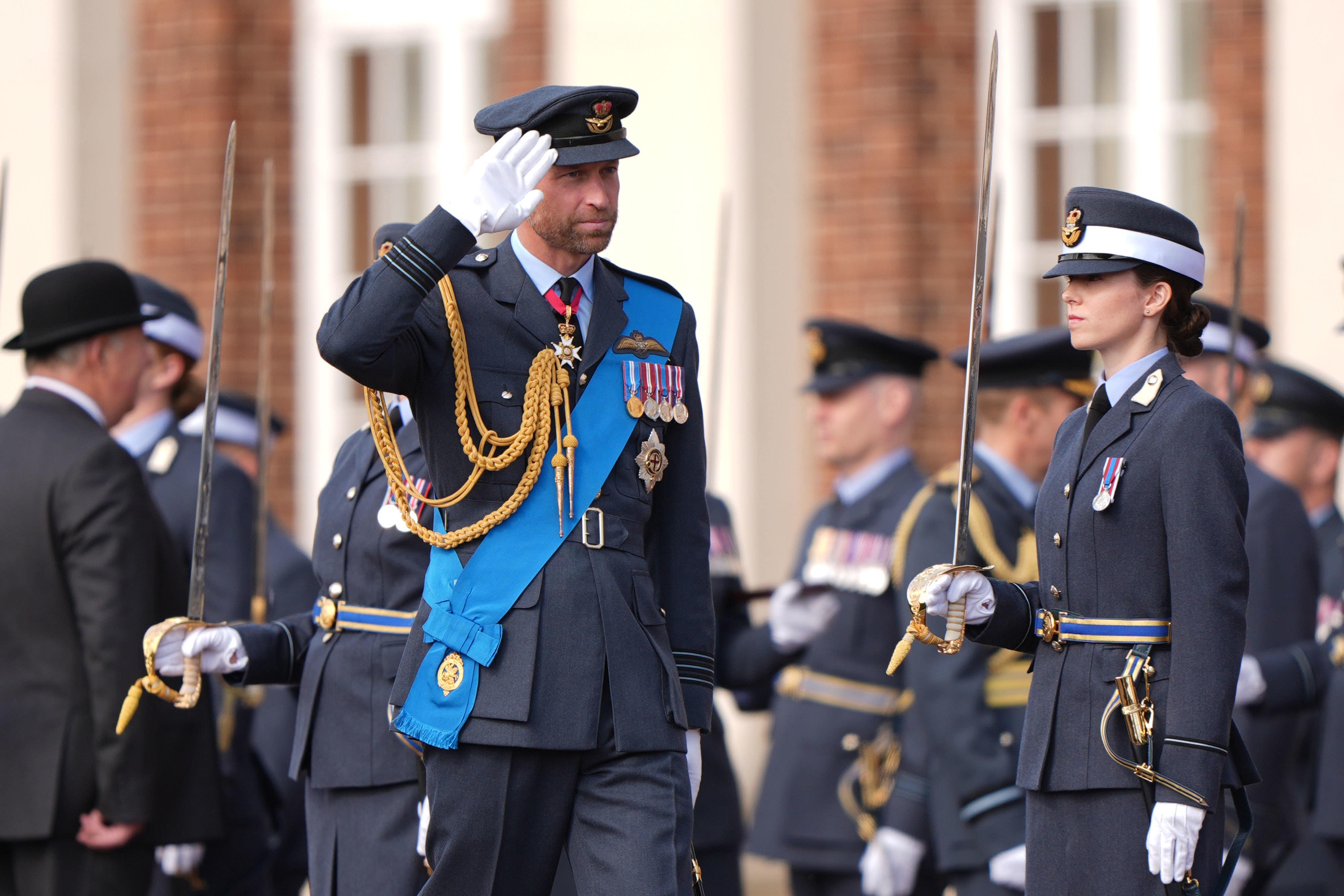 The Prince of Wales attends the Sovereign’s Parade at the Royal Air Force College in Cranwell, Lincolnshire (Joe Giddens/PA)