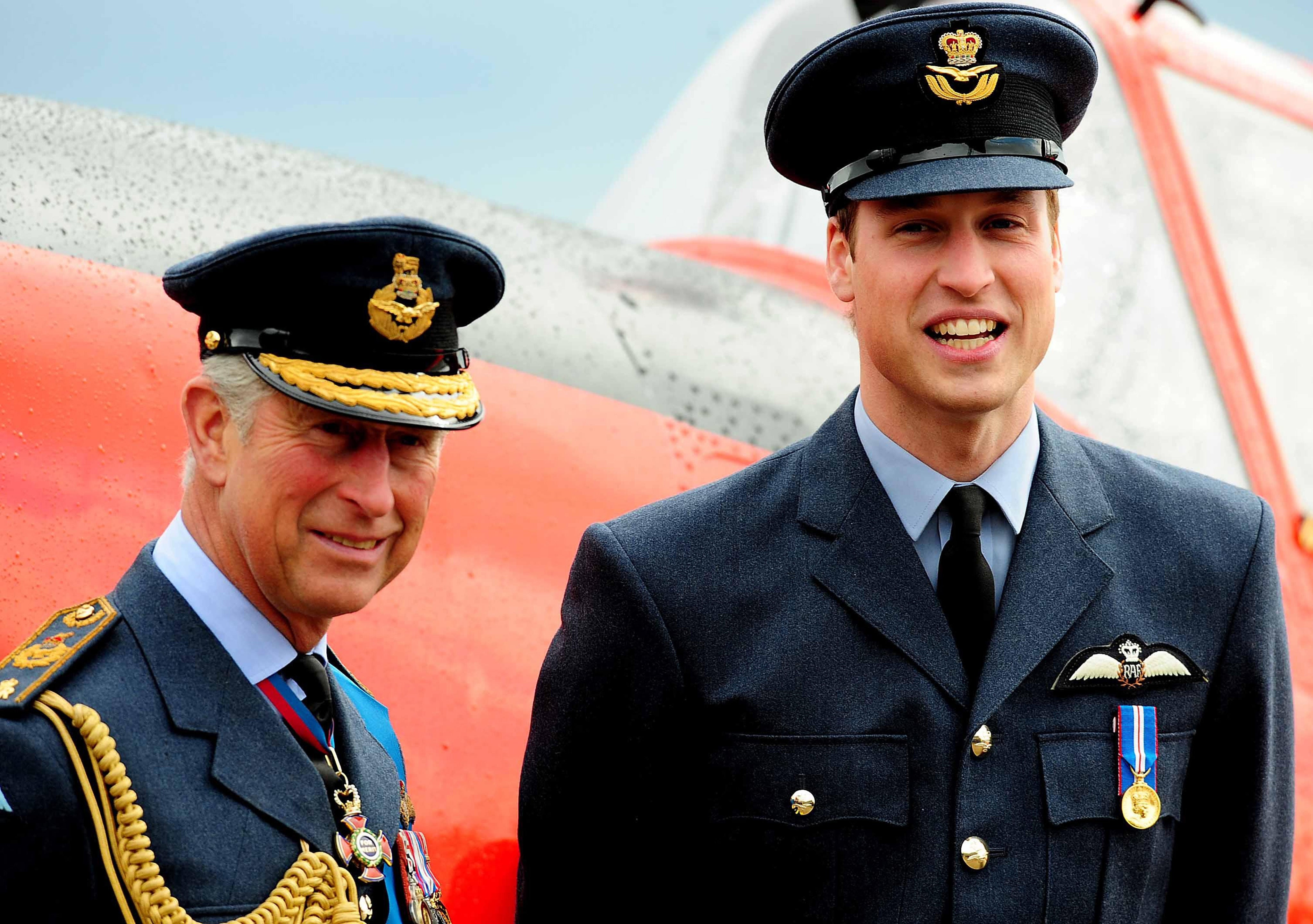 Prince William and his father, the then Prince of Wales, at RAF Cranwell, Lincolnshire, after William received his RAF wings from his father (Rui Vieira/PA)