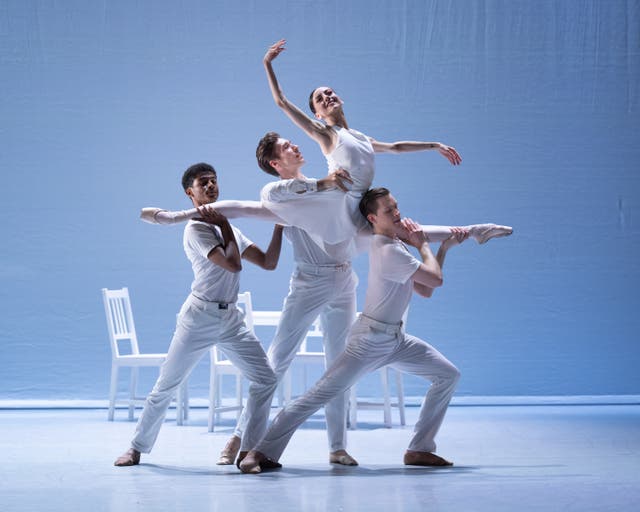 <p>Arthur Wille, Joseph Taylor, Ayça Anil, Nicholas Vavrecka dancing 'Ballade' by Kenneth MacMillan</p>