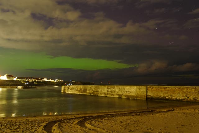 <p>The Northern Lights in the skies over Cullercoats Bay in North Tyneside on Thursday 12 September</p>