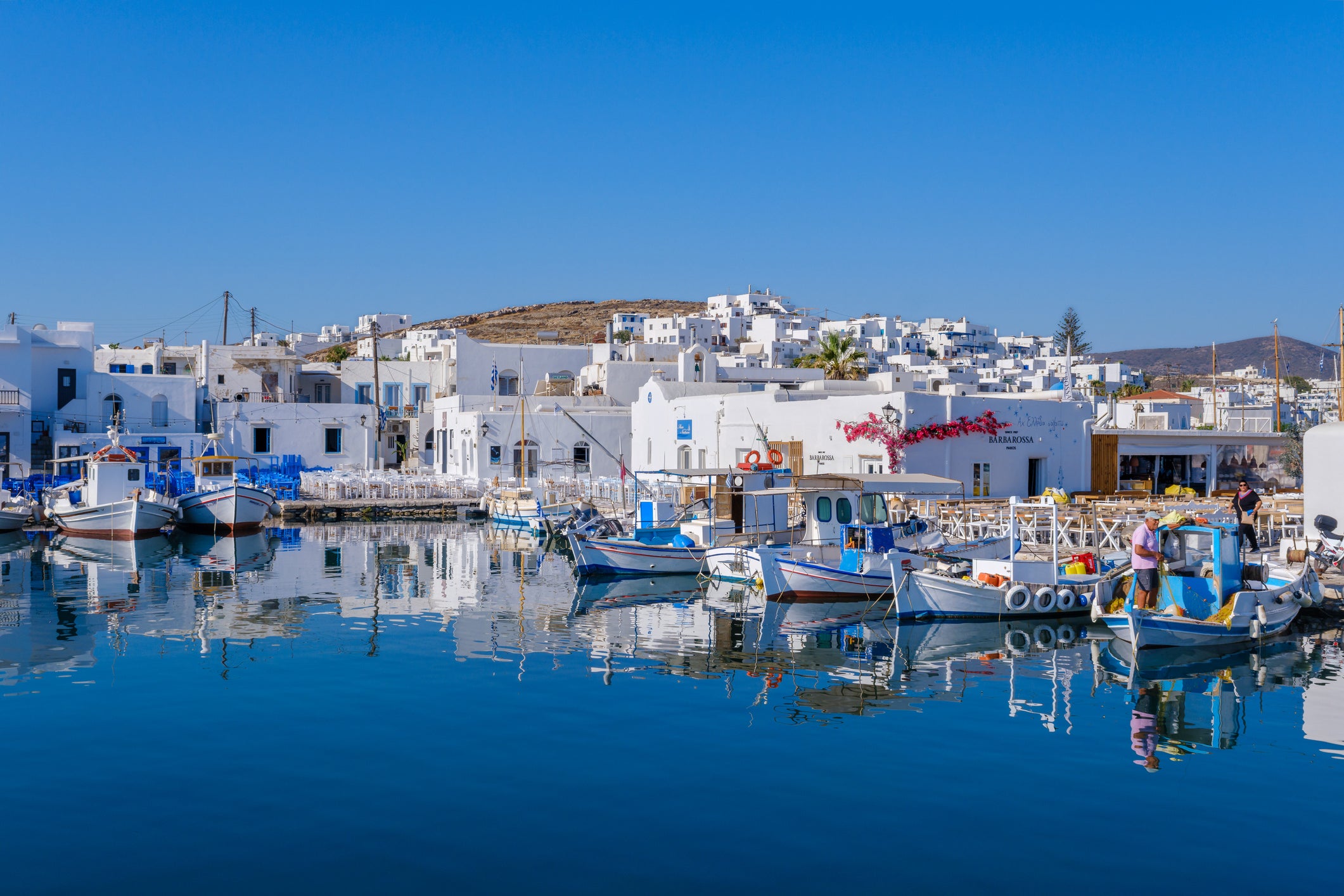 The beautiful harbour of the the fishing village Naoussa