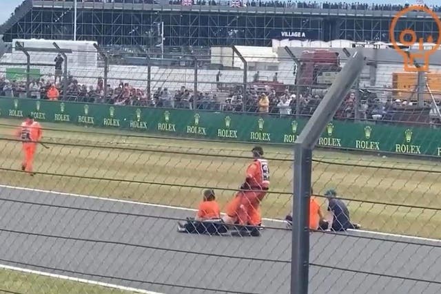 Protesters on the Grand Prix track at the Silverstone (Northants Police/PA)