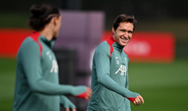 <p>Federico Chiesa of Liverpool during a training session</p>