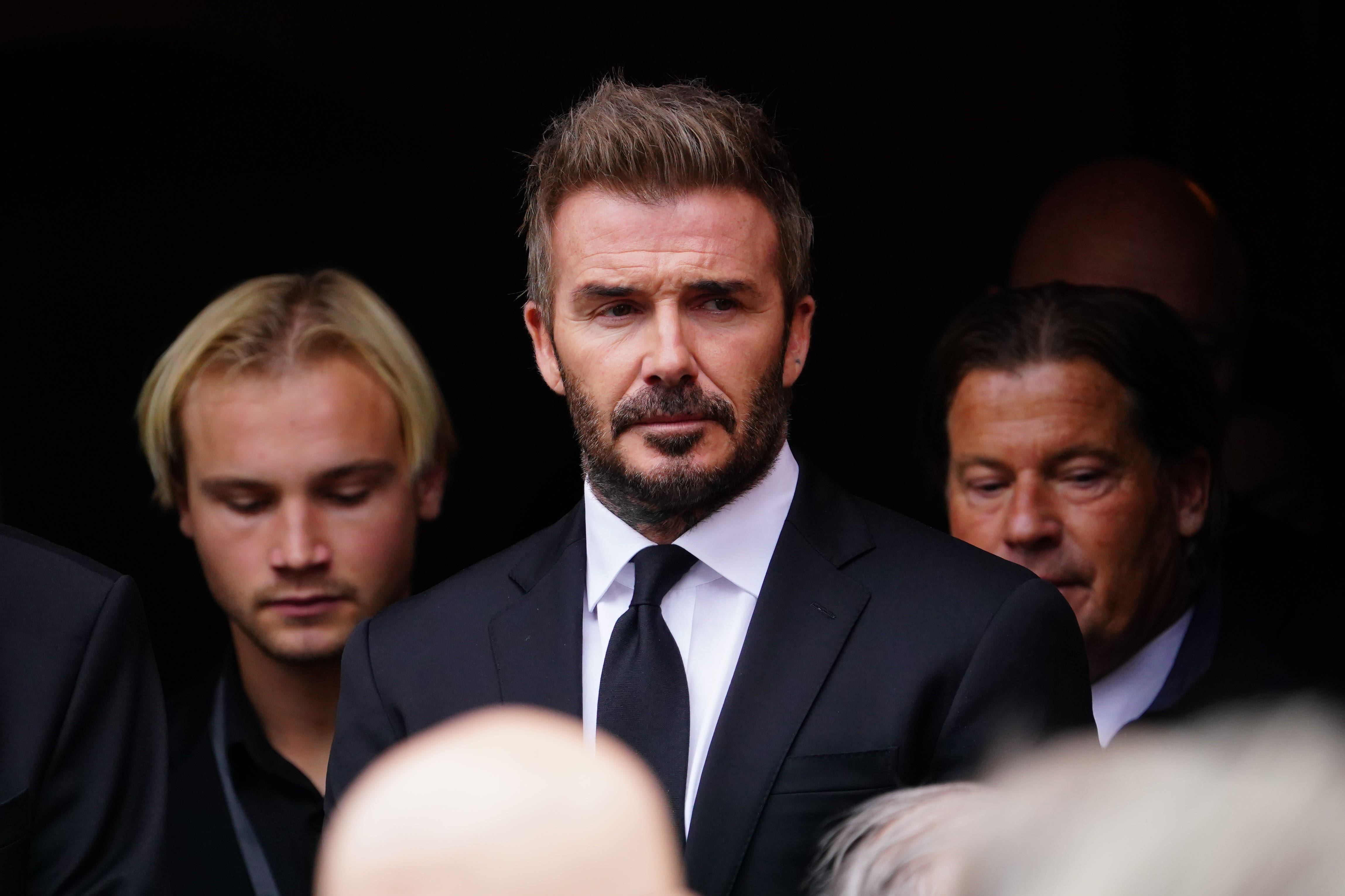 David Beckham, centre, was part of the funeral procession for Sven-Goran Eriksson (Yui Mok/PA)