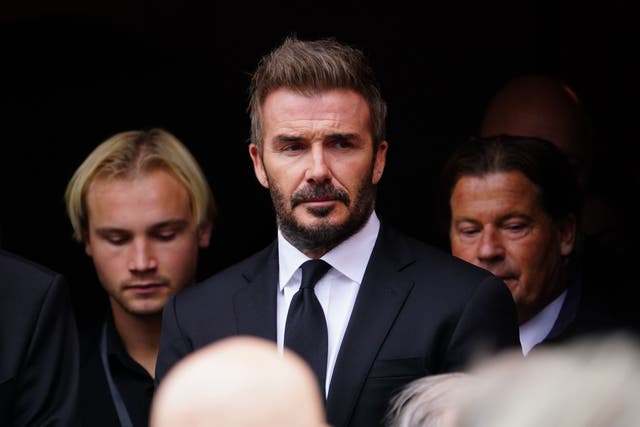 David Beckham, centre, was part of the funeral procession for Sven-Goran Eriksson (Yui Mok/PA)