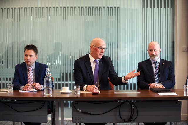 The First Minister chaired a meeting of unions and the workforce (Michael Boyd/PA)