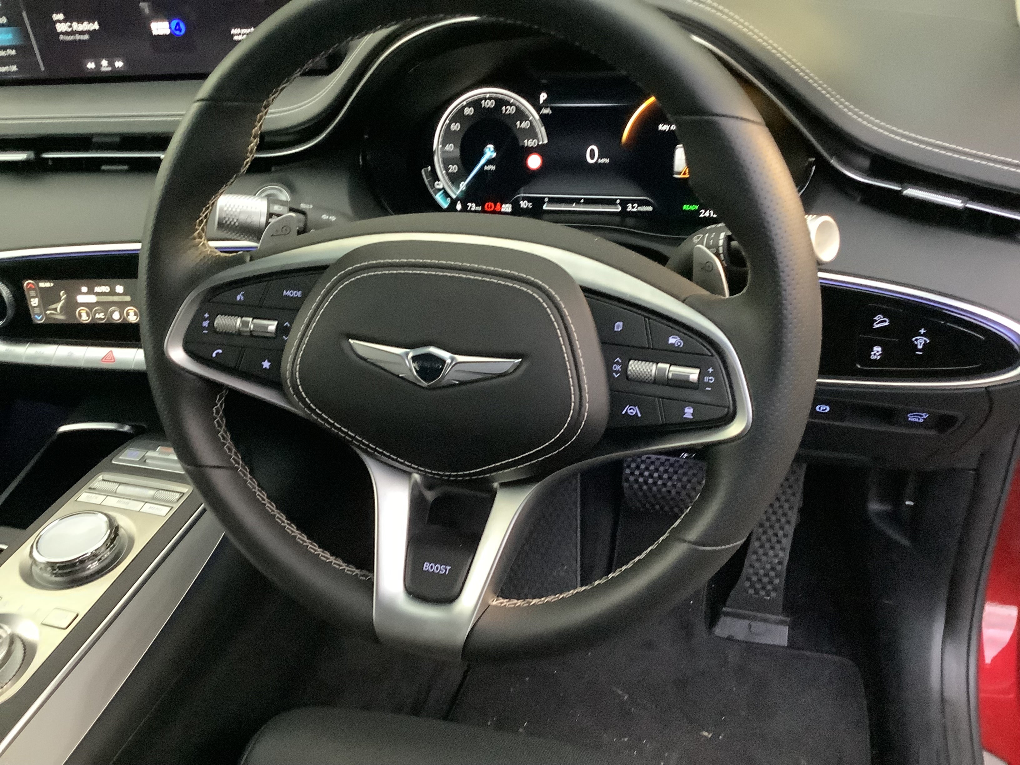 A button on the steering wheel activates 'boost mode', a 10-second burst of maximum acceleration, taking the car from 0-60mph in 4.2 seconds - perfect for overtaking.