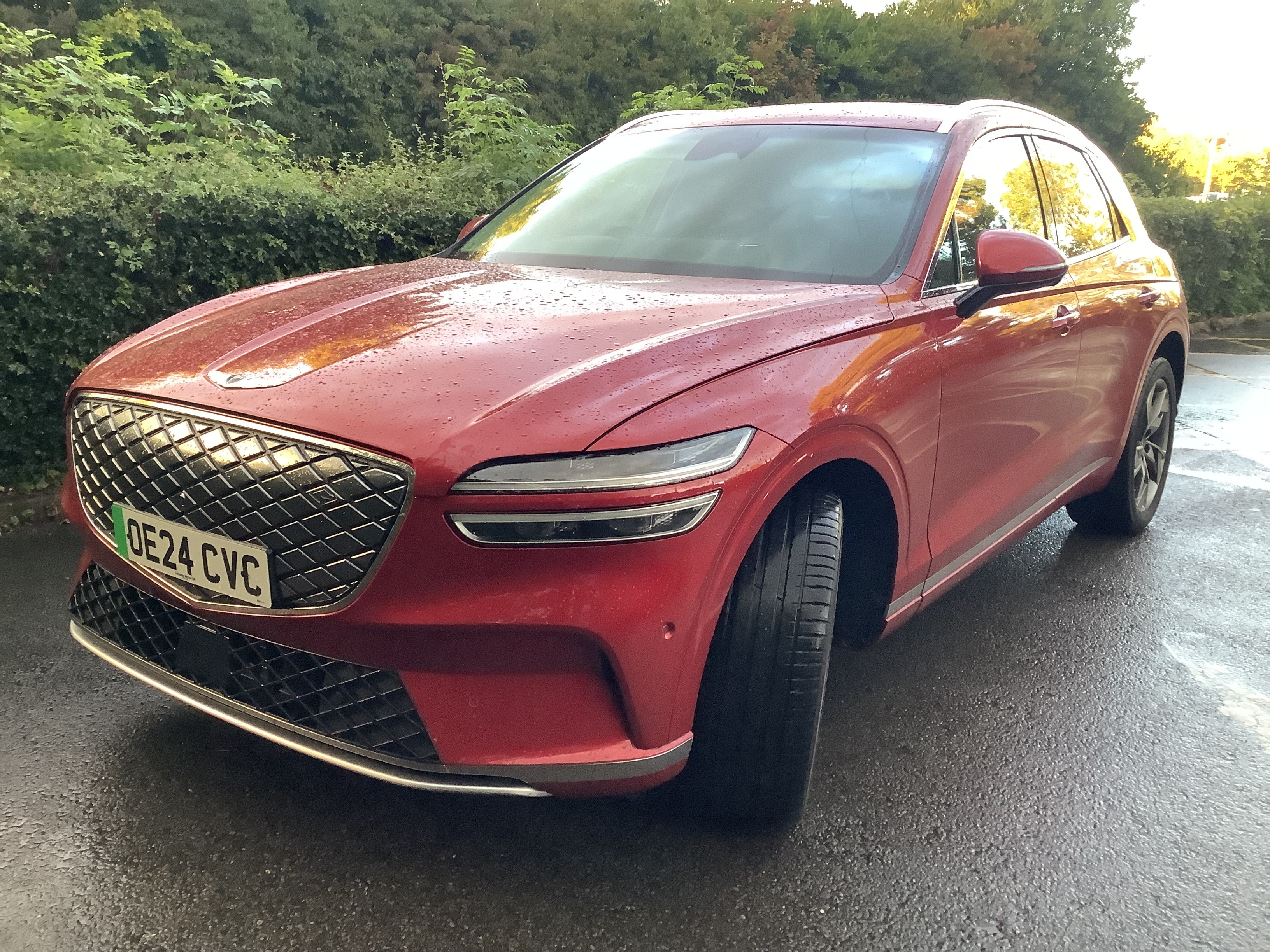 The Genesis Electrified GV70, the only BEV on the market brave enough to go out there with a faux-quilted grille