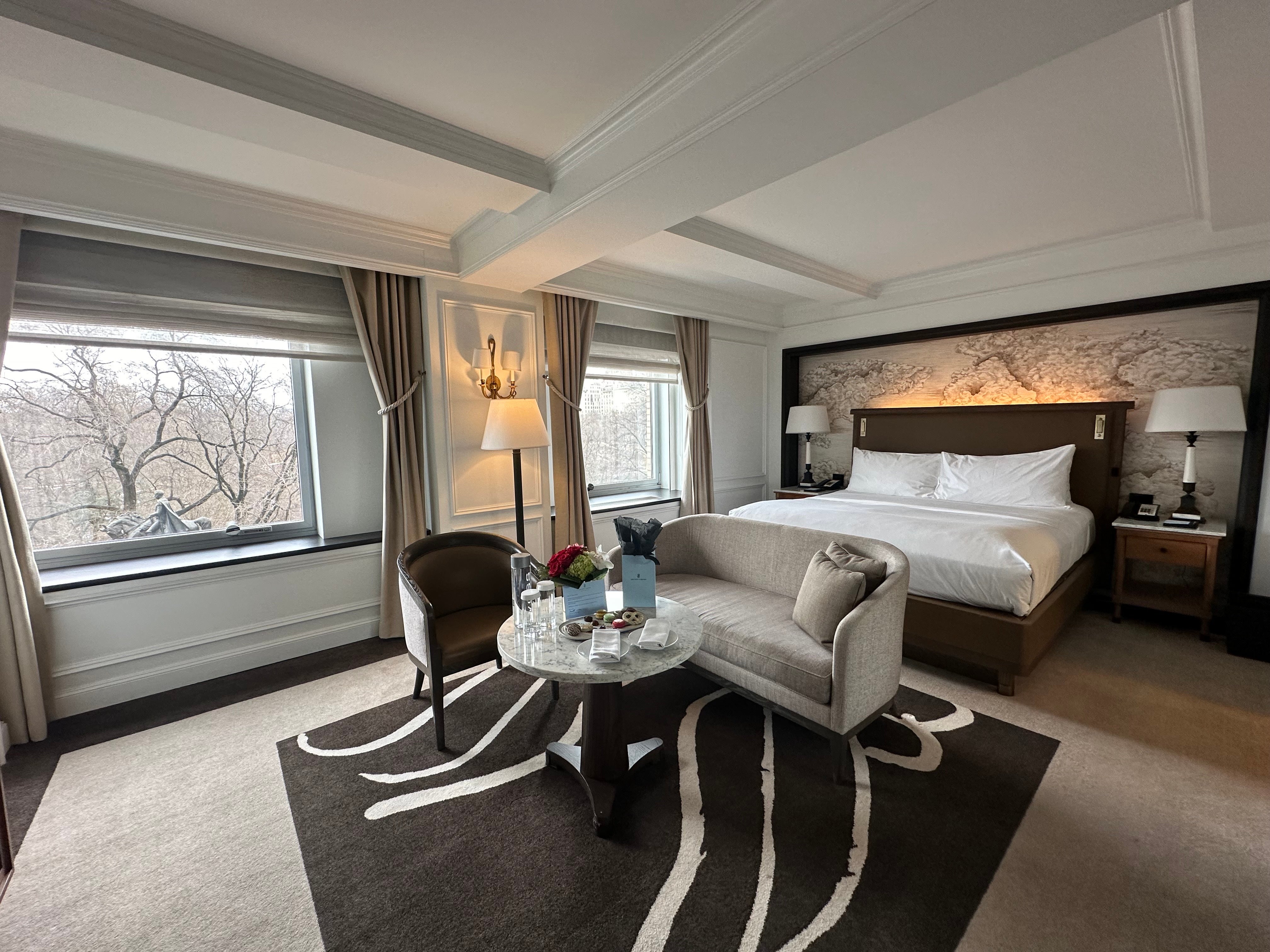 The rooms at the Ritz-Carlton Central Park are spacious and elegantly furnished