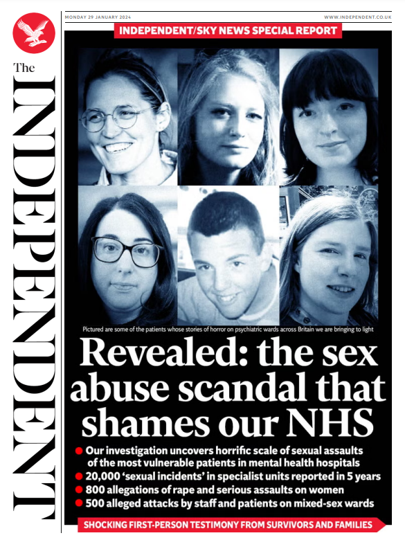 Ms Thomas’s work revealed shocking reports of ‘rape’ and ‘sexual assault’ of patients within NHS mental health trusts