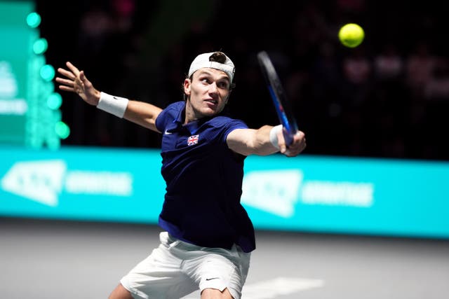 <p>Jack Draper stretches for a backhand against Argentina’s  Francisco Cerundolo </p>