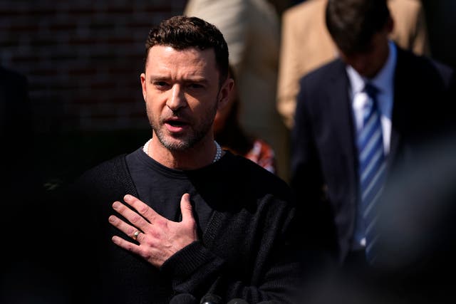 <p>Justin Timberlake appears at the Sag Harbor Village Court on Friday to enter a guilty plea to one count of driving while impaired </p>