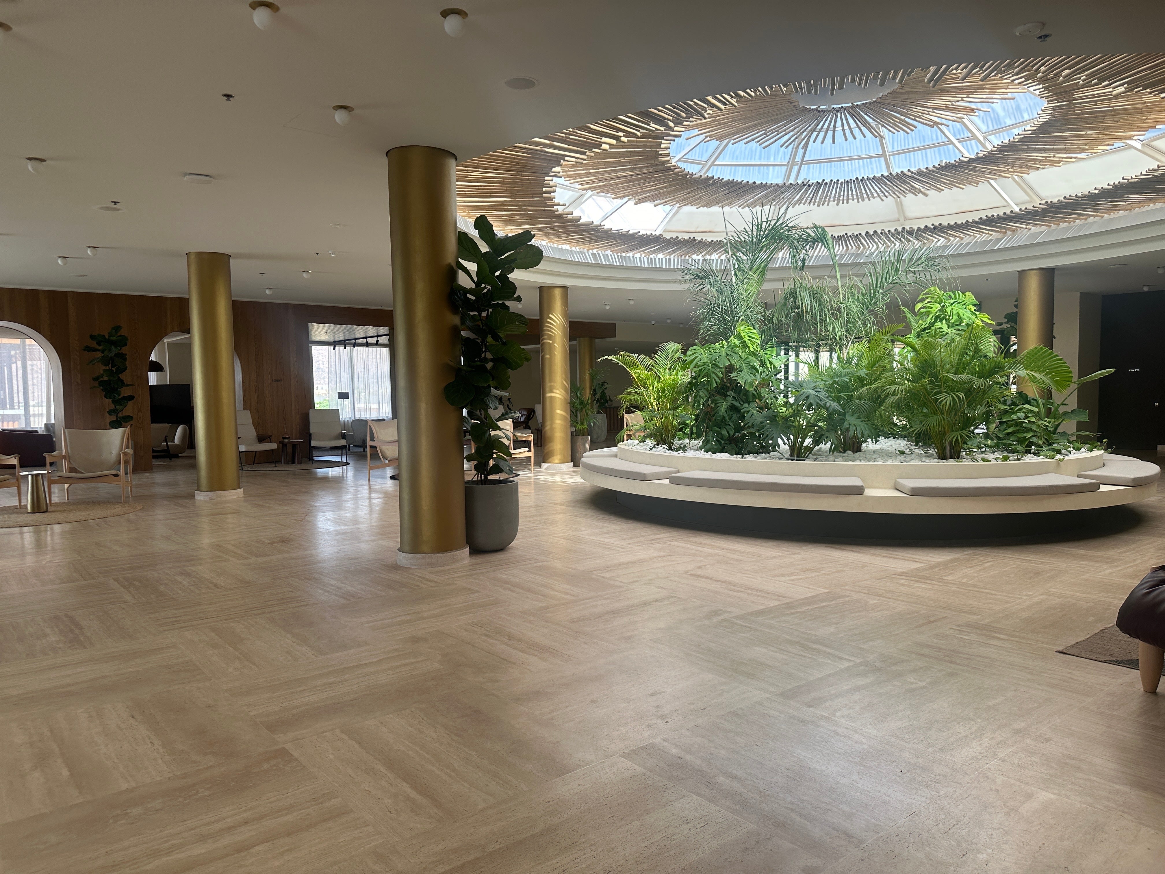 The lobby at the Isla Brown Chania hotel in Crete, Greece