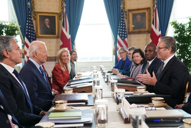 Prime Minister Sir Keir Starmer and Foreign Secretary David Lammy during a meeting with US President Joe Biden at the White House (Stefan Rousseau/PA)