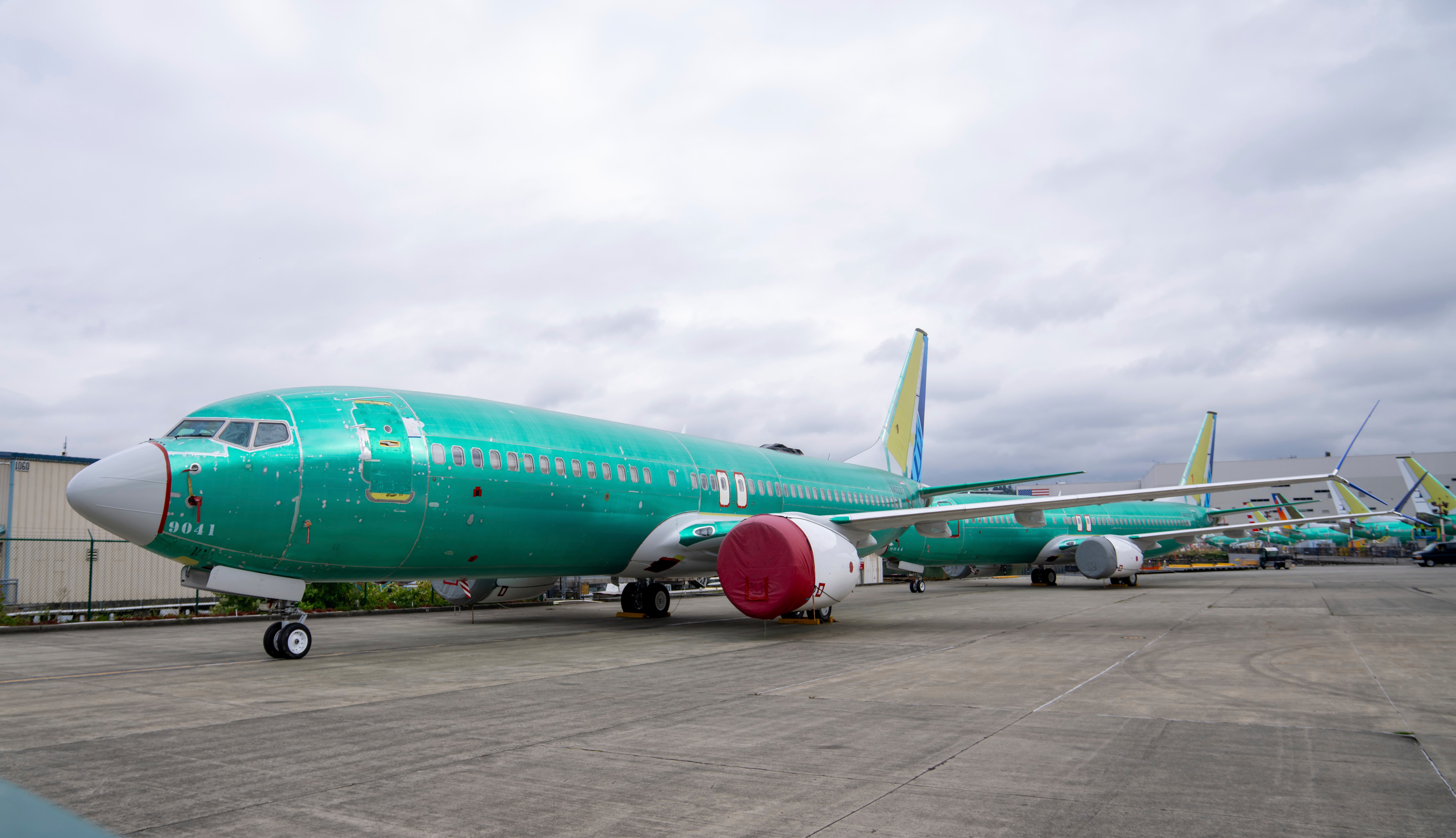 Boeing 737 MAX airliners are pictured at the company’s factory